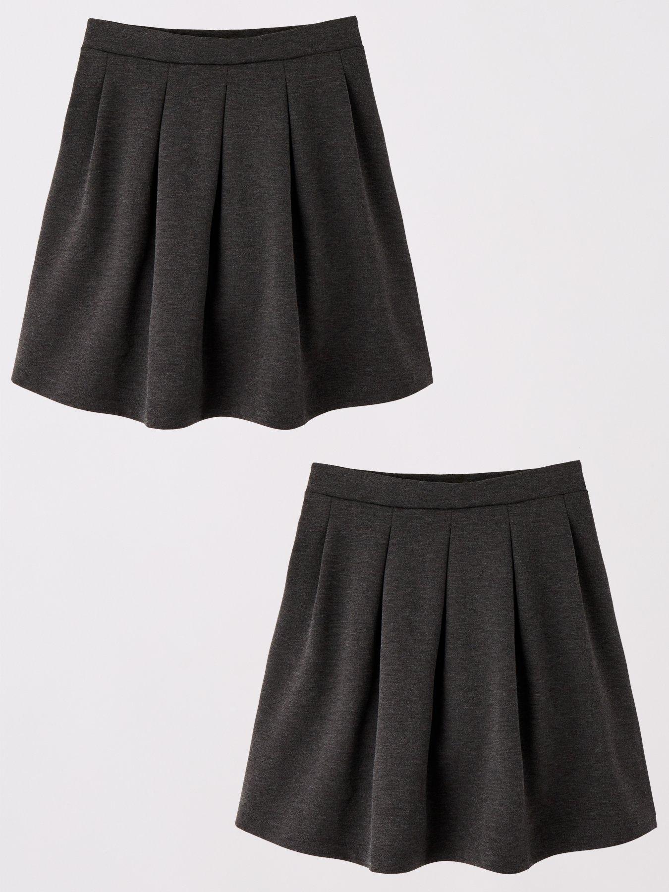 undefined Girls 2 Pack Pleated Jersey Skirts - Grey