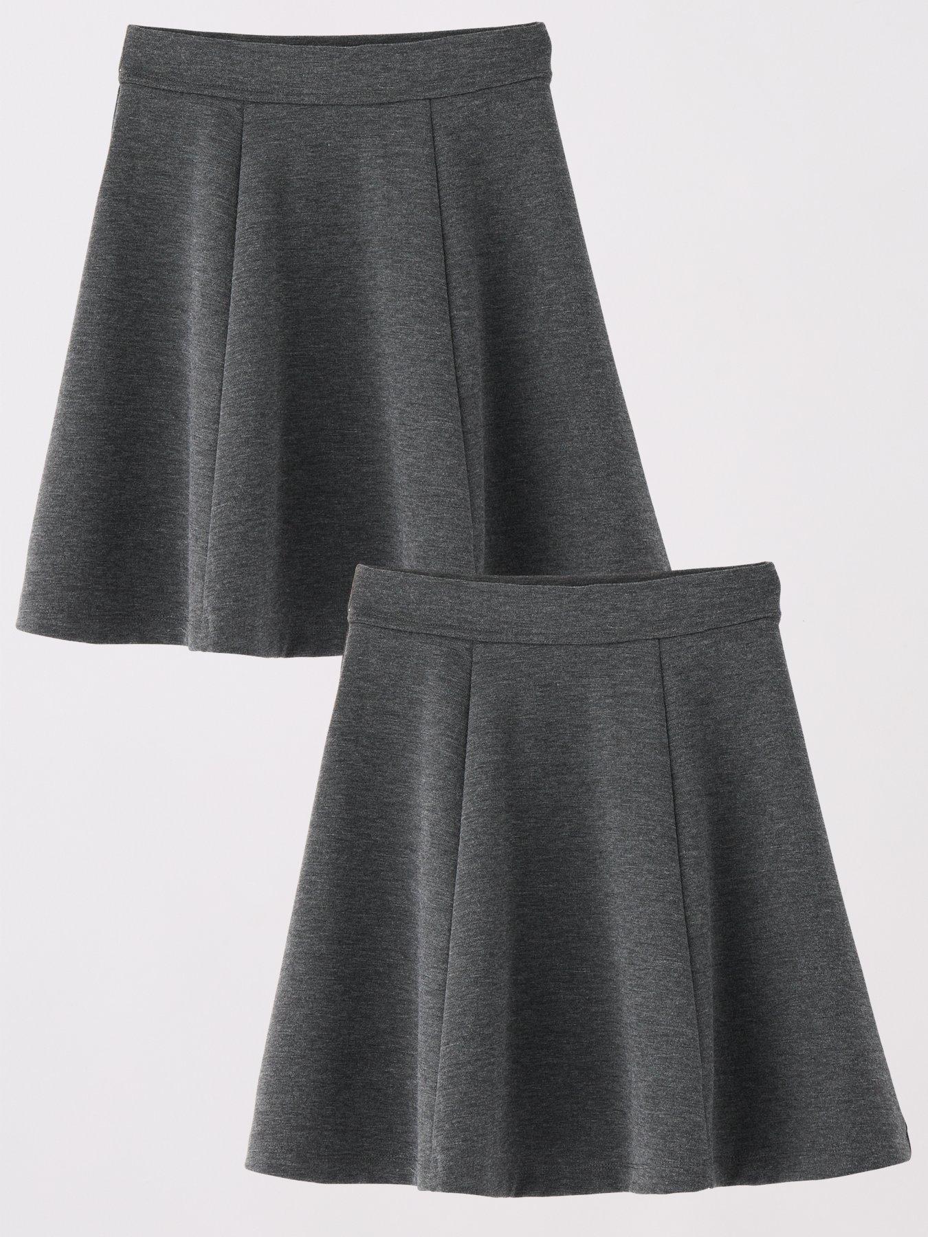 undefined Girls 2 Pack Jersey Skater Skirts - Grey