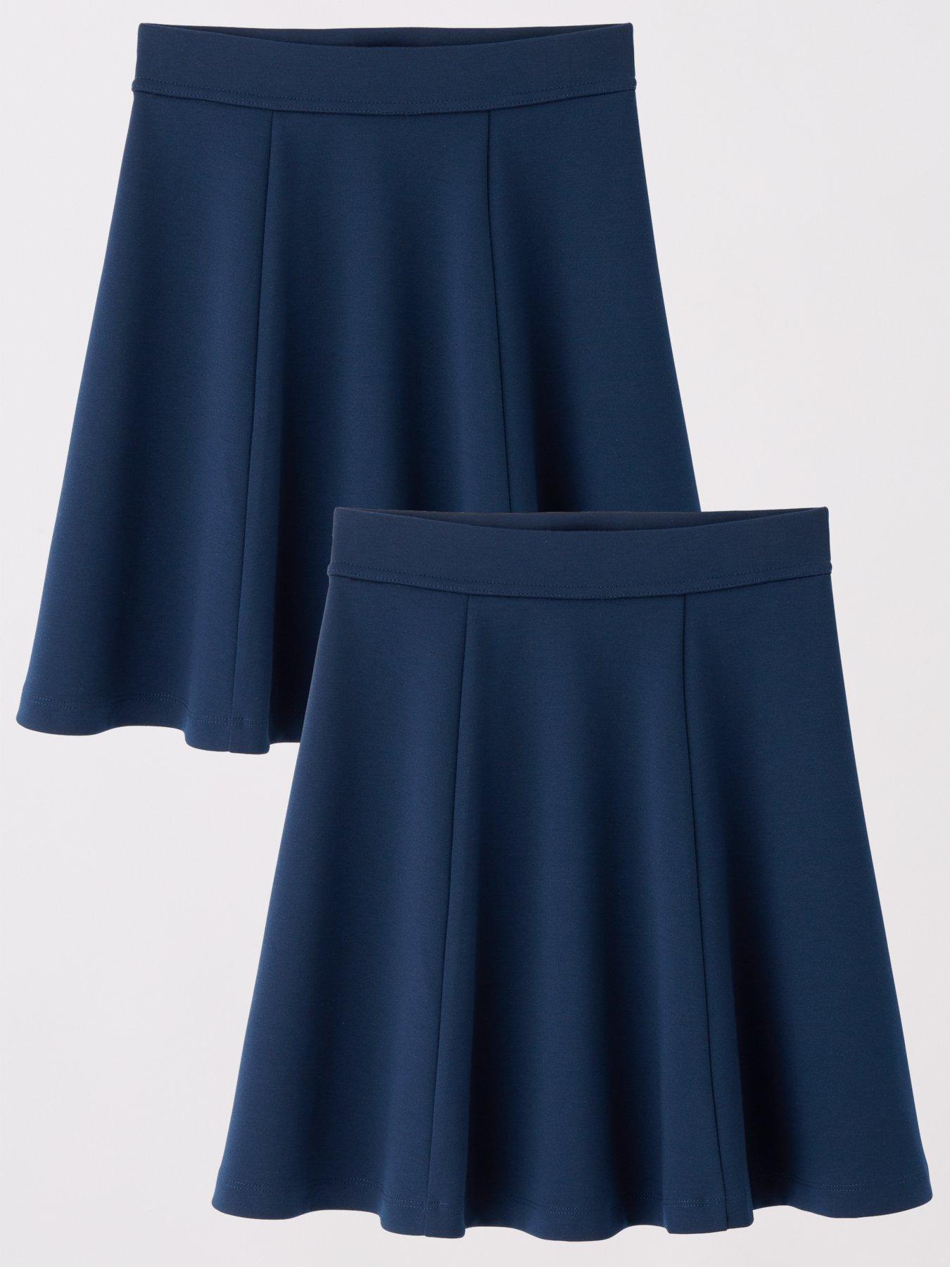 undefined Girls 2 Pack Jersey Skater Skirts - Navy