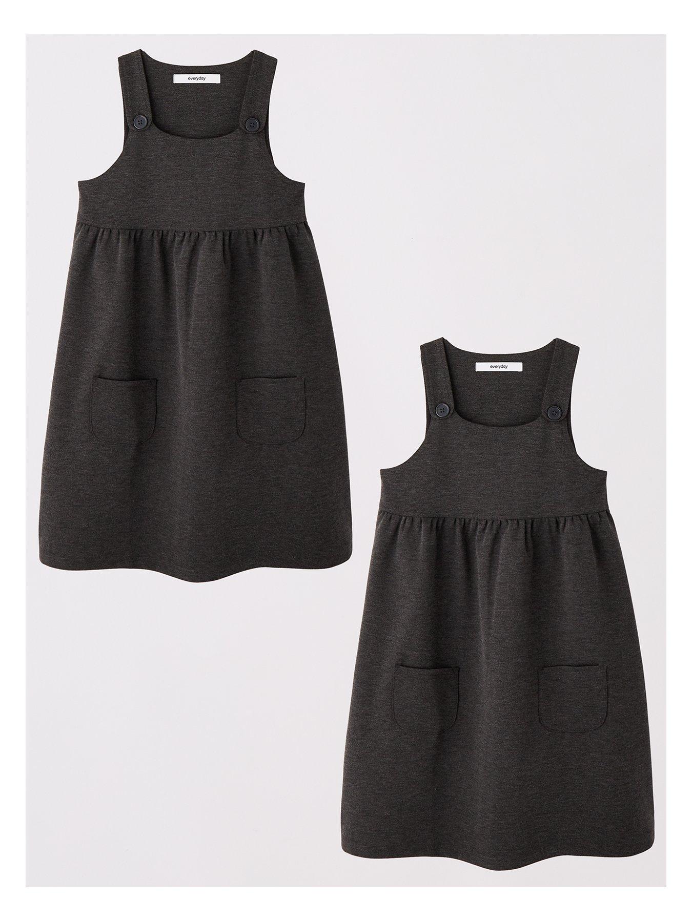 Image 2 of 7 of The Very Collection Girls 2 Pack Jersey Pinafore - Grey