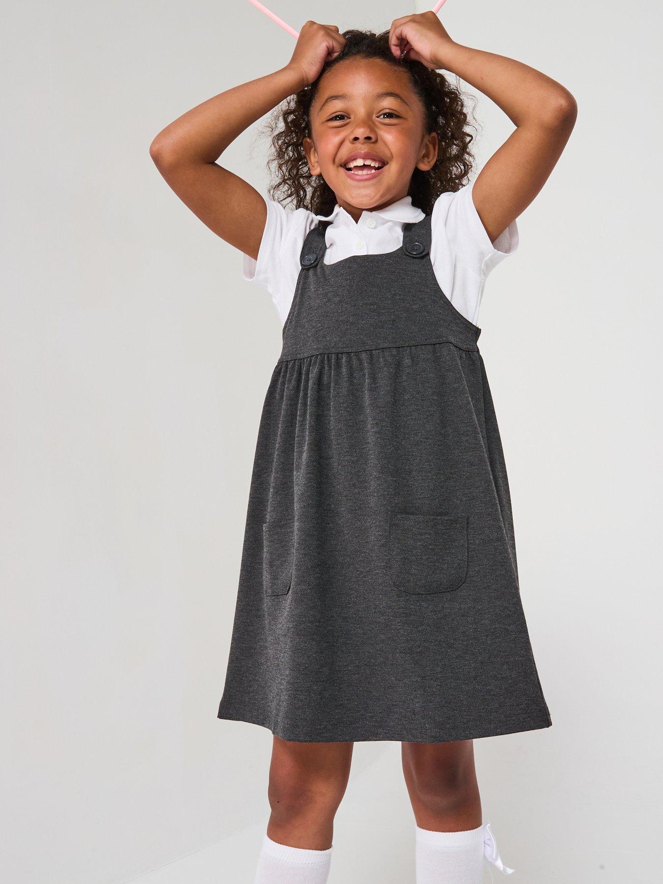 Image 7 of 7 of The Very Collection Girls 2 Pack Jersey Pinafore - Grey