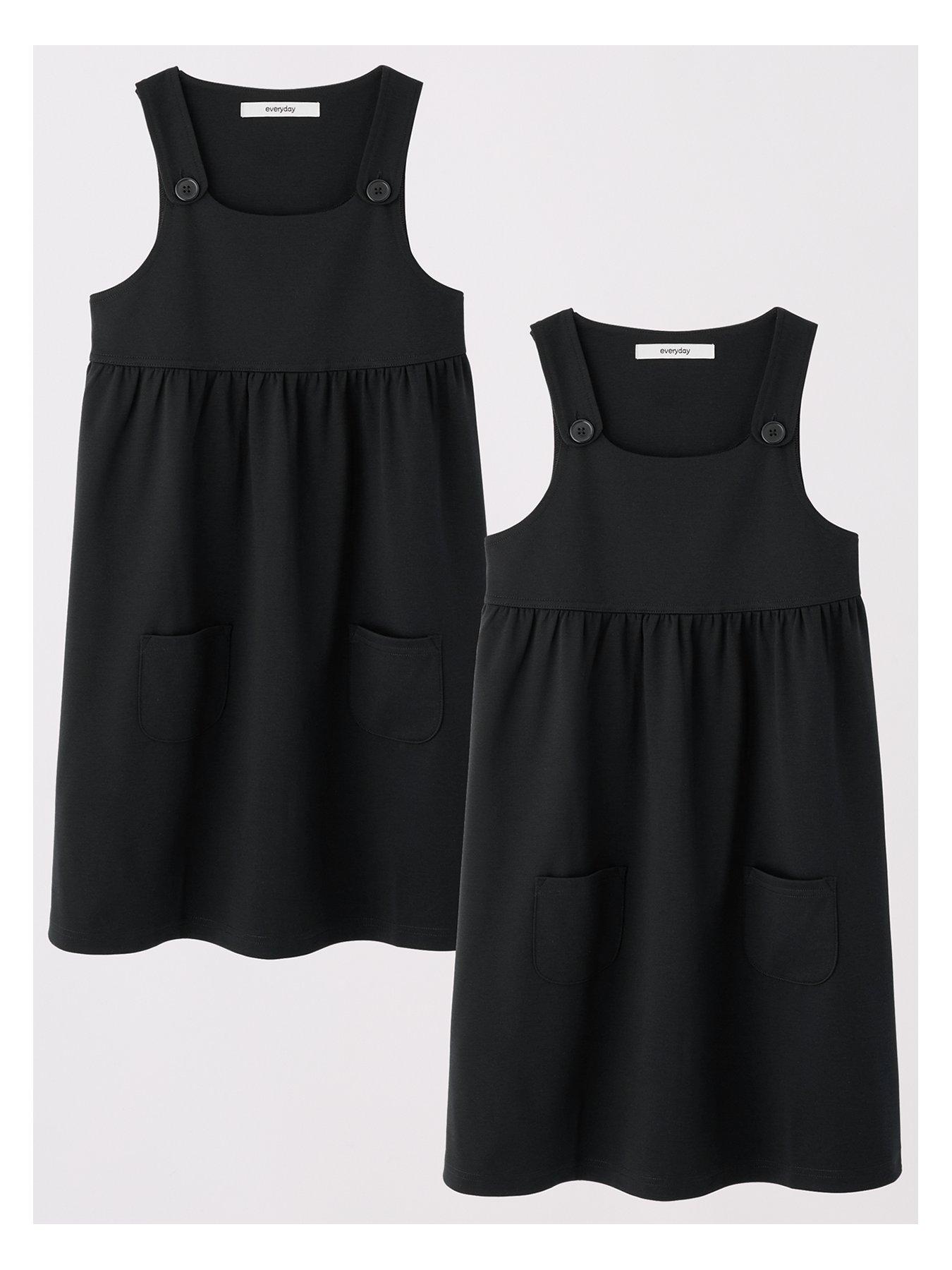 Image 2 of 7 of The Very Collection Girls 2 Pack Jersey Pinafore - Black