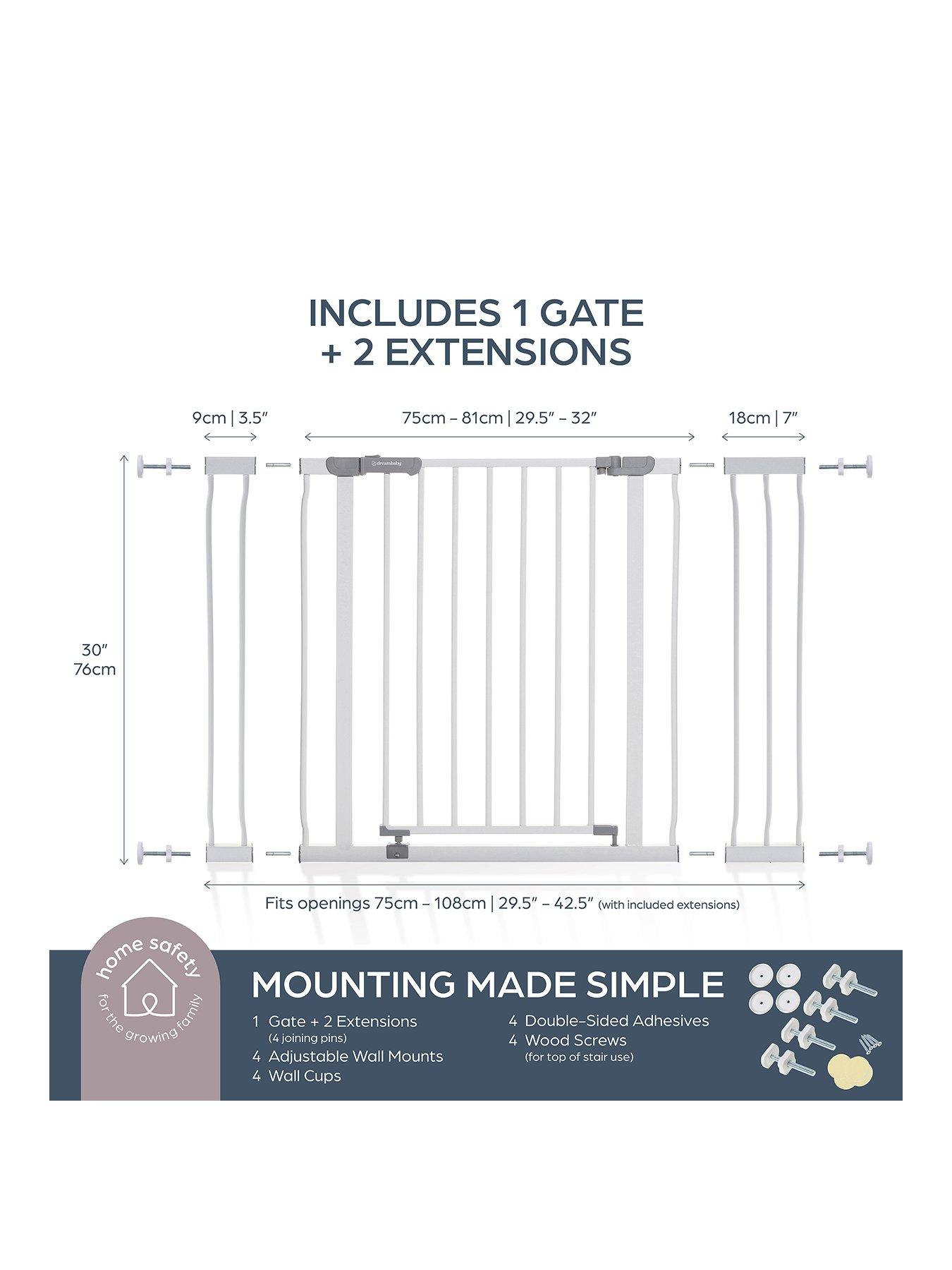 Image 2 of 7 of Dreambaby Ava Gate with 1 x 9cm and 1 x 18cm Extension&nbsp;- White