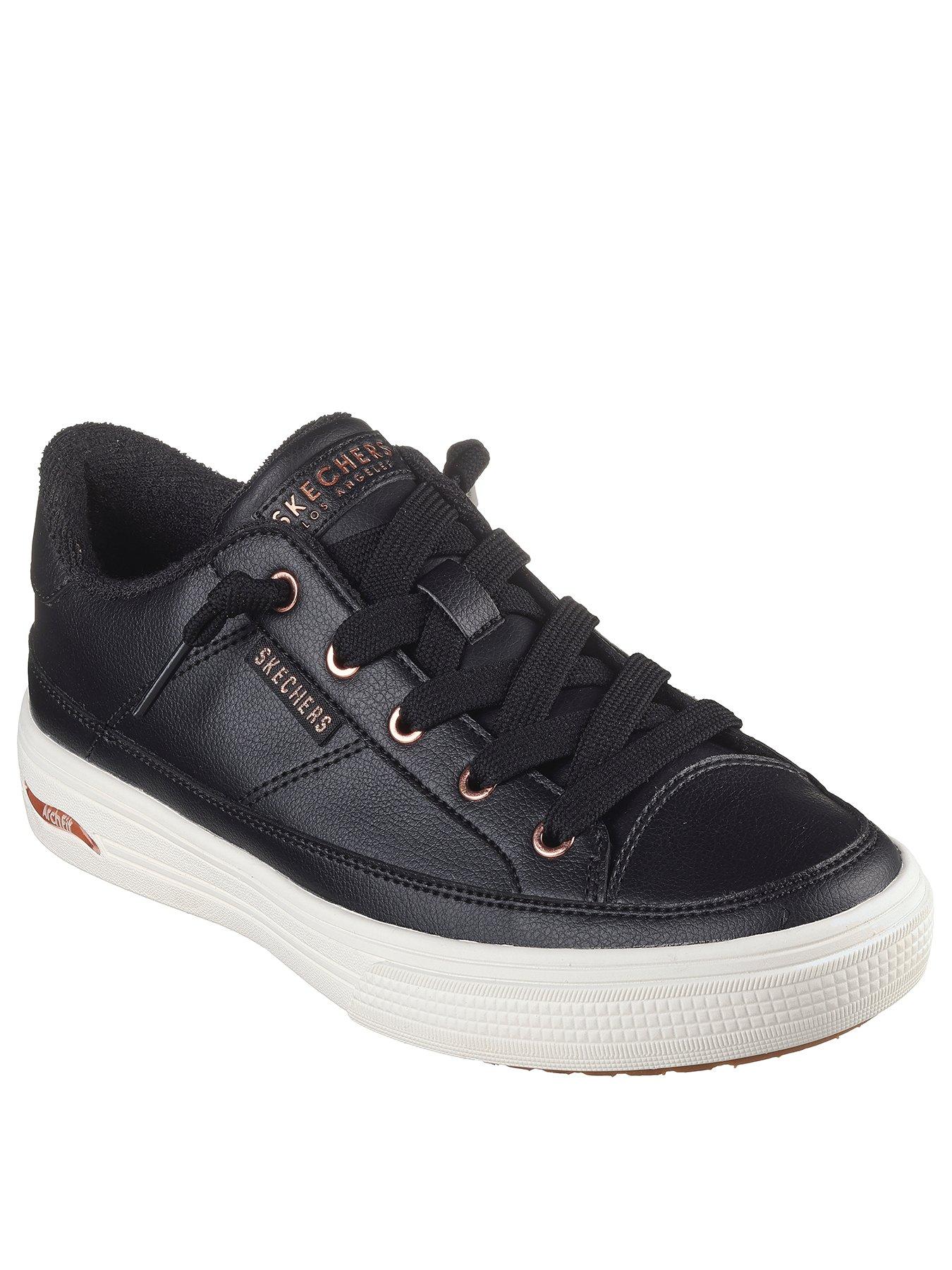 skechers-duraleather-laced-slip-on-archfit-arcade-fashion-sneaker-blackstillFront