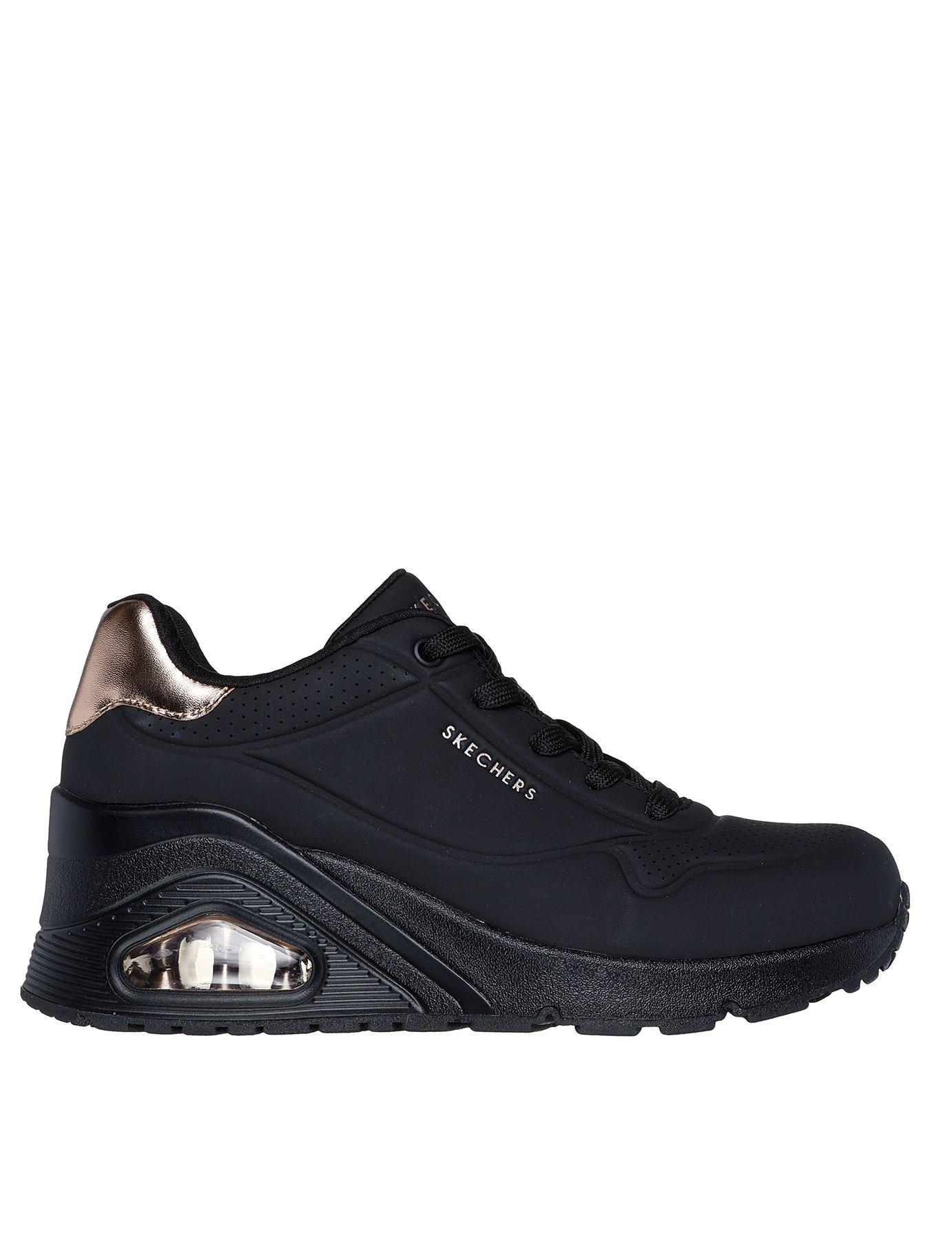 skechers-duraleather-metallic-trimmed-lace-up-wedge-trainers-black