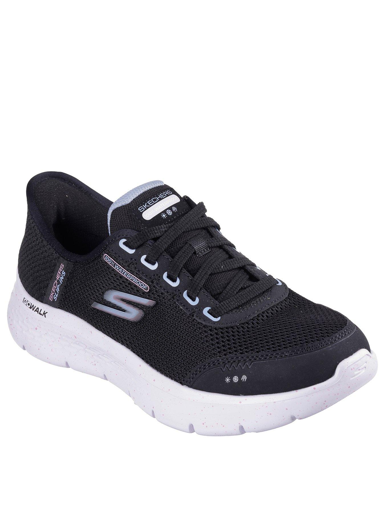 skechers-slip-ins-100-waterproof-mesh-lace-up-trainers-blackstillFront