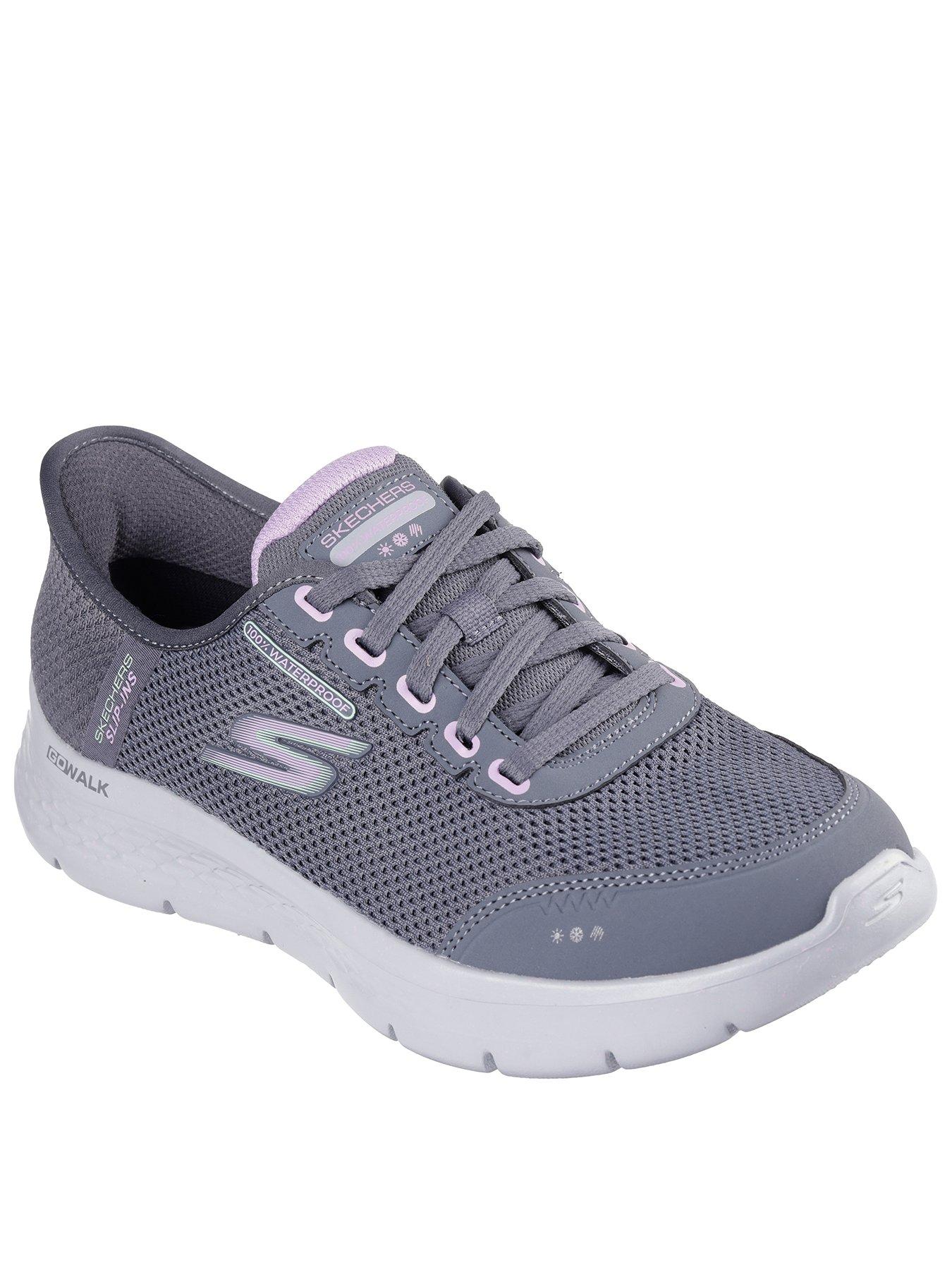 skechers-slip-ins-100-waterproof-mesh-lace-up-trainers-greystillFront