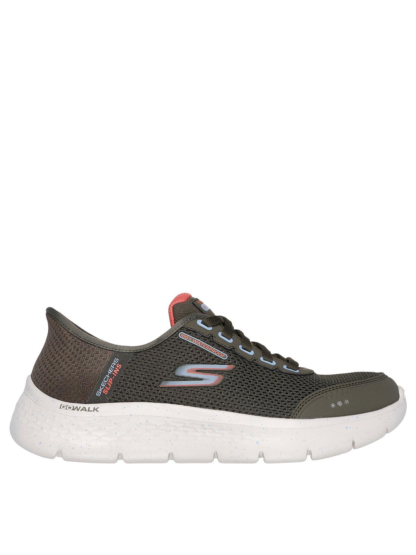 skechers-slip-ins-100-waterproof-mesh-lace-up-trainers-greenfront