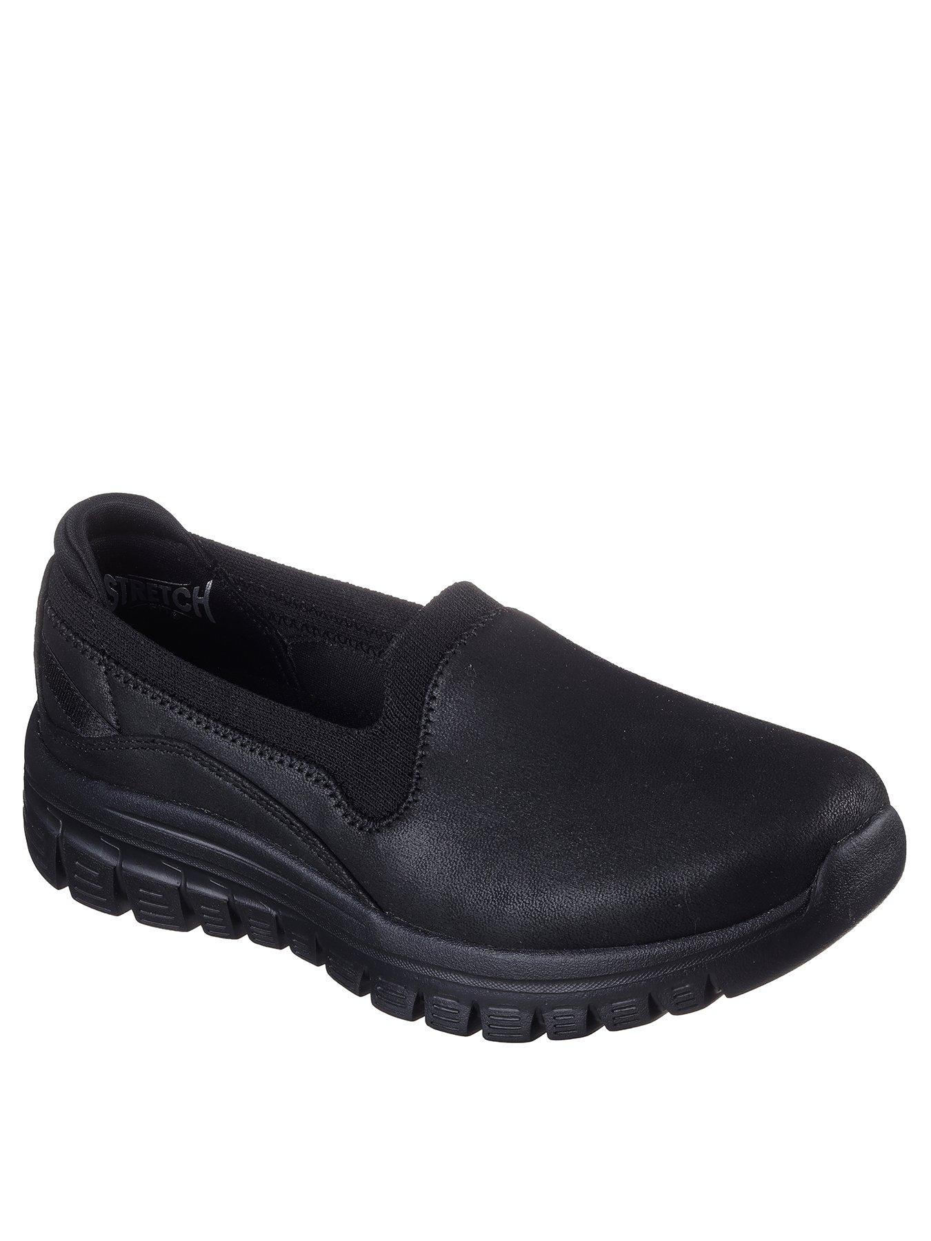 skechers-microleather-collar-knit-scooped-slip-on-trainers-blackstillFront