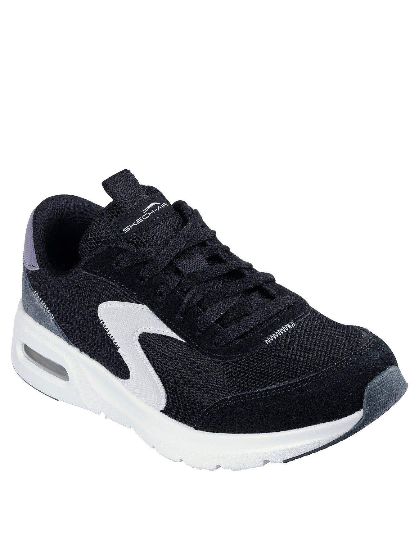 skechers-suede-overlay-mesh-swan-lace-up-trainers-blackstillFront