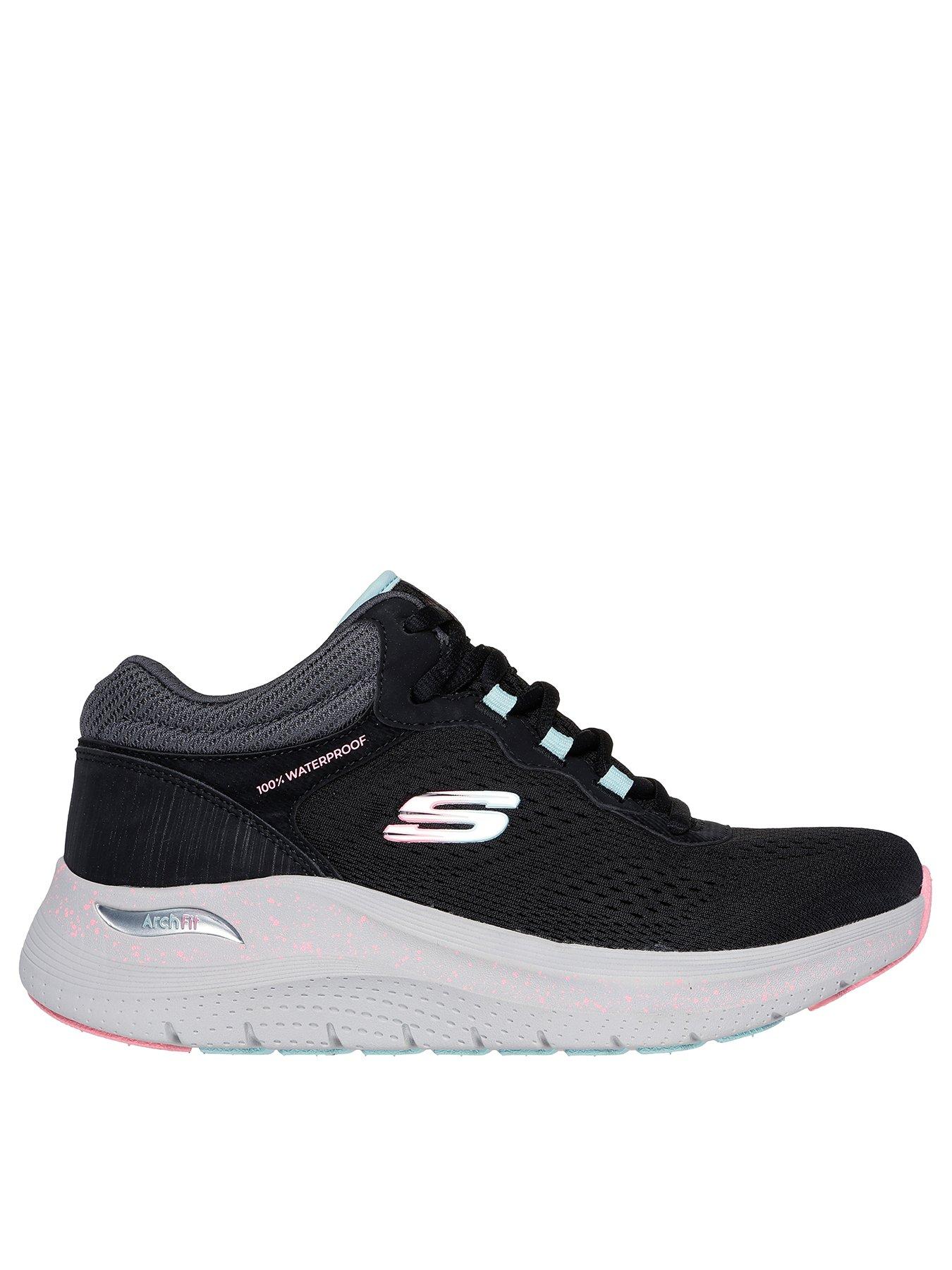 skechers-arch-fit-waterproof-engineered-mesh-lace-up-trainers-blackfront