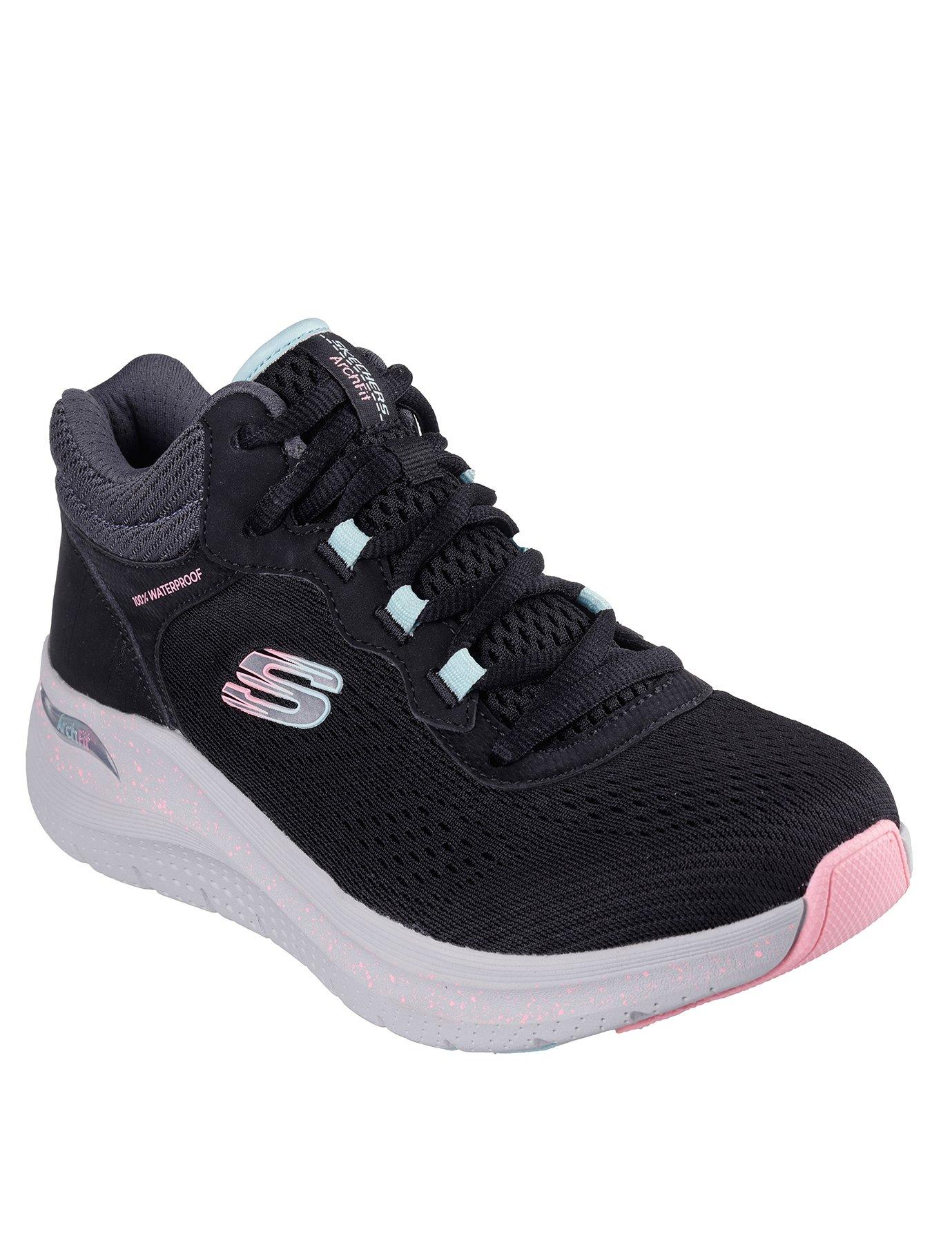 skechers-arch-fit-waterproof-engineered-mesh-lace-up-trainers-blackstillFront