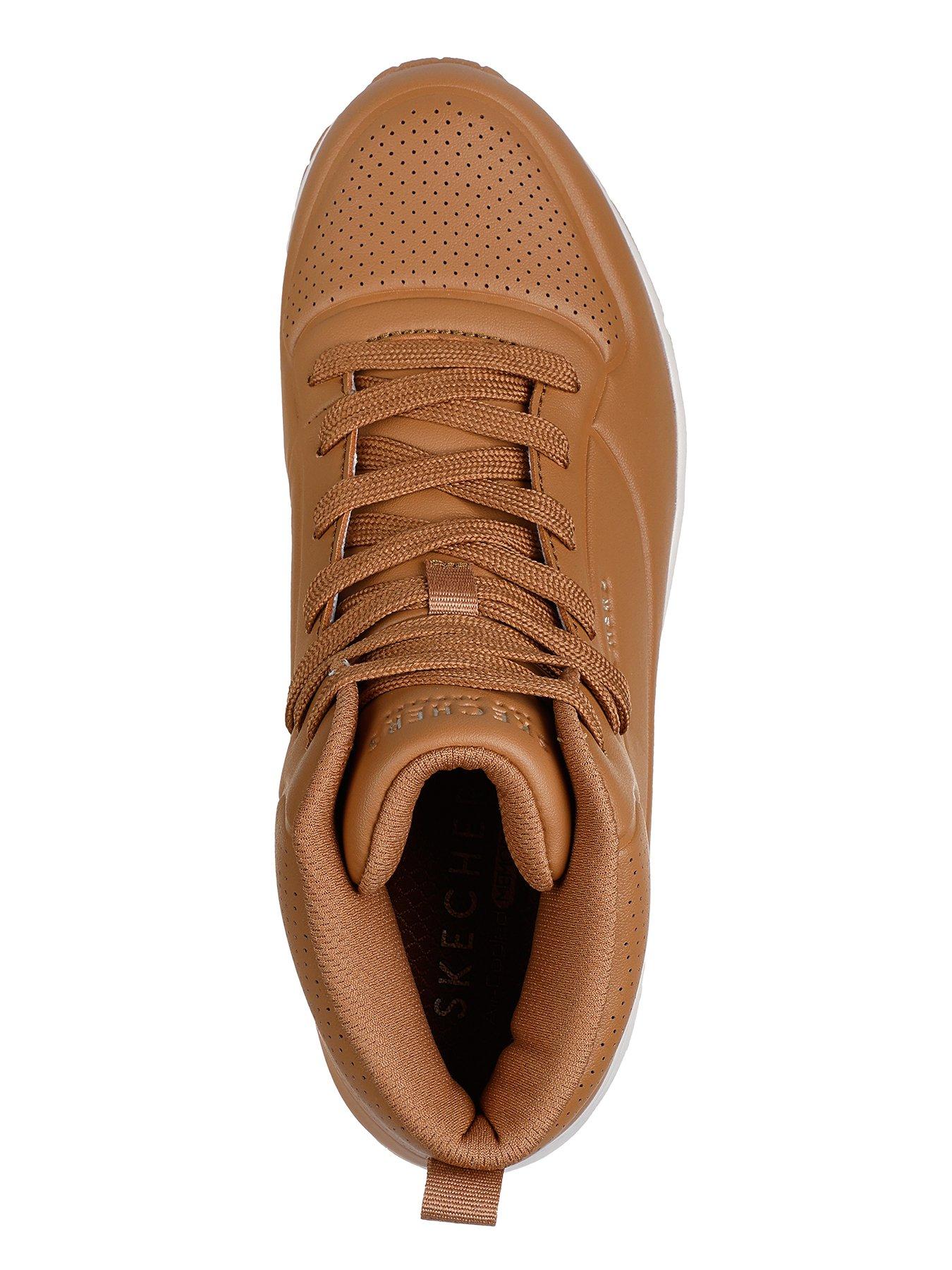 skechers-duraleather-lace-up-high-top-fashion-sneakers-brownoutfit