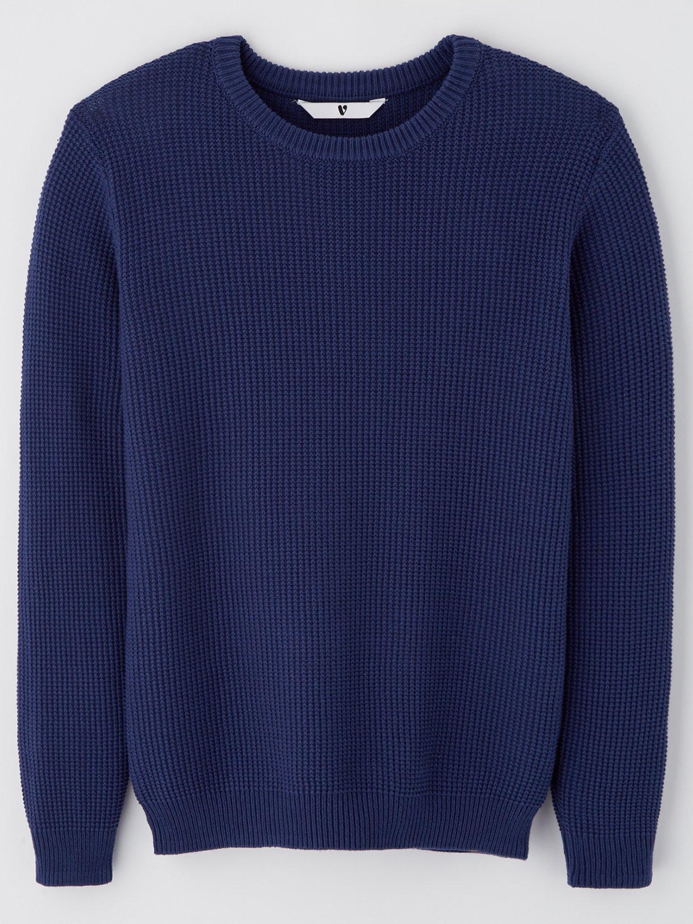 undefined Boys Waffle Knitted Jumper - Blue