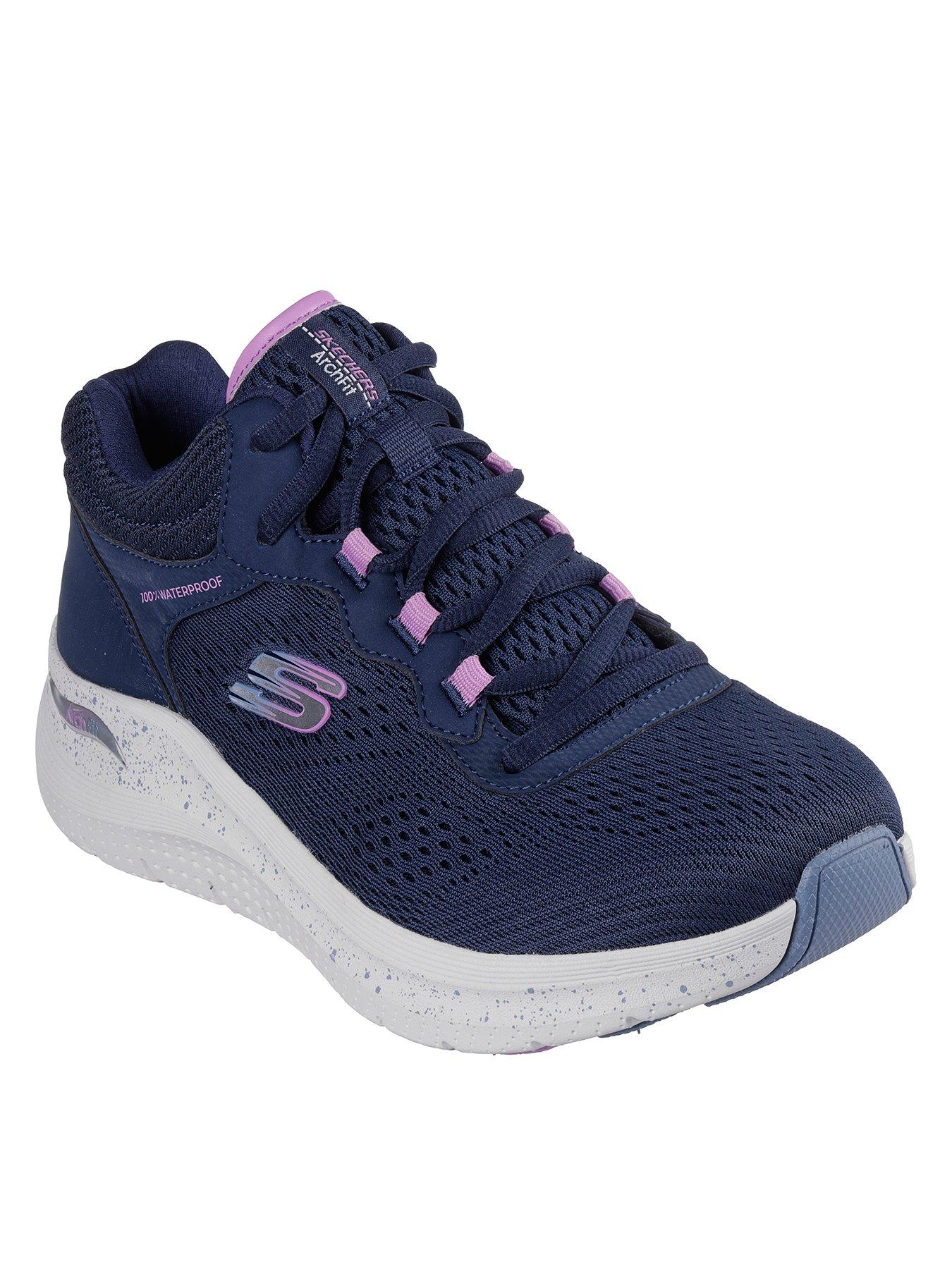 skechers-arch-fit-waterproof-engineered-mesh-lace-up-trainers-navystillFront