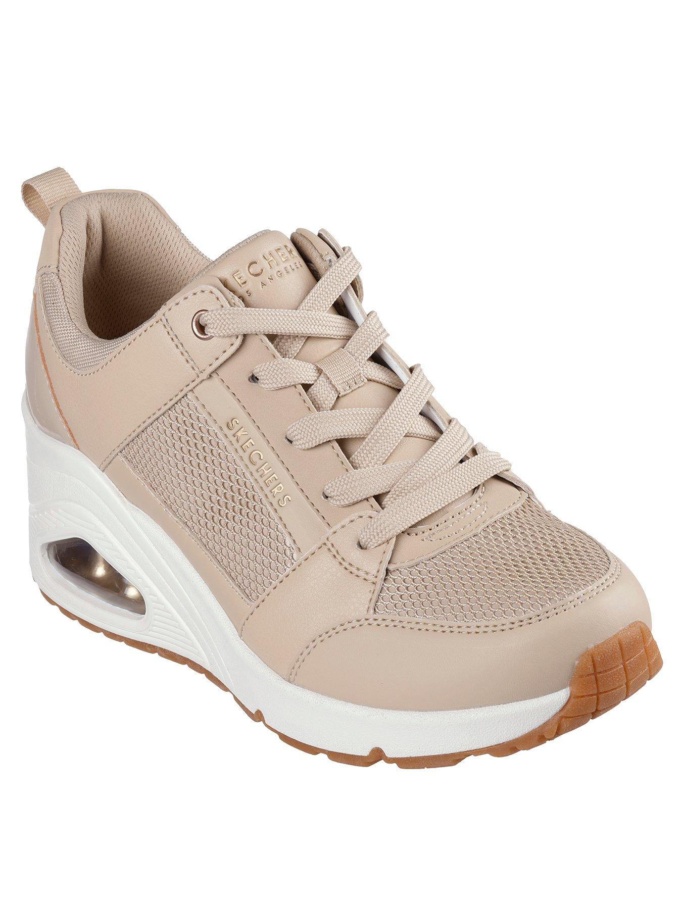 skechers-duraleather-overlay-lace-up-fashion-wedge-trainers-naturalstillFront