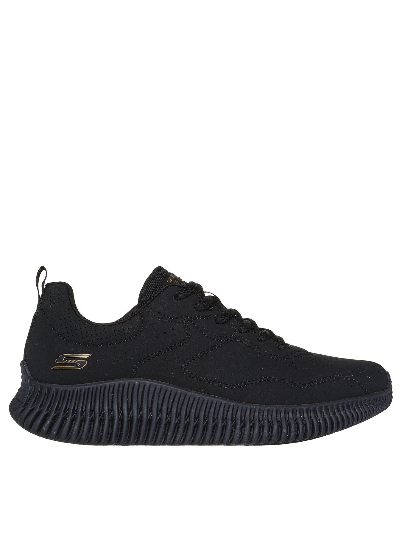 skechers-deboss-lace-up-sneakers-blackfront