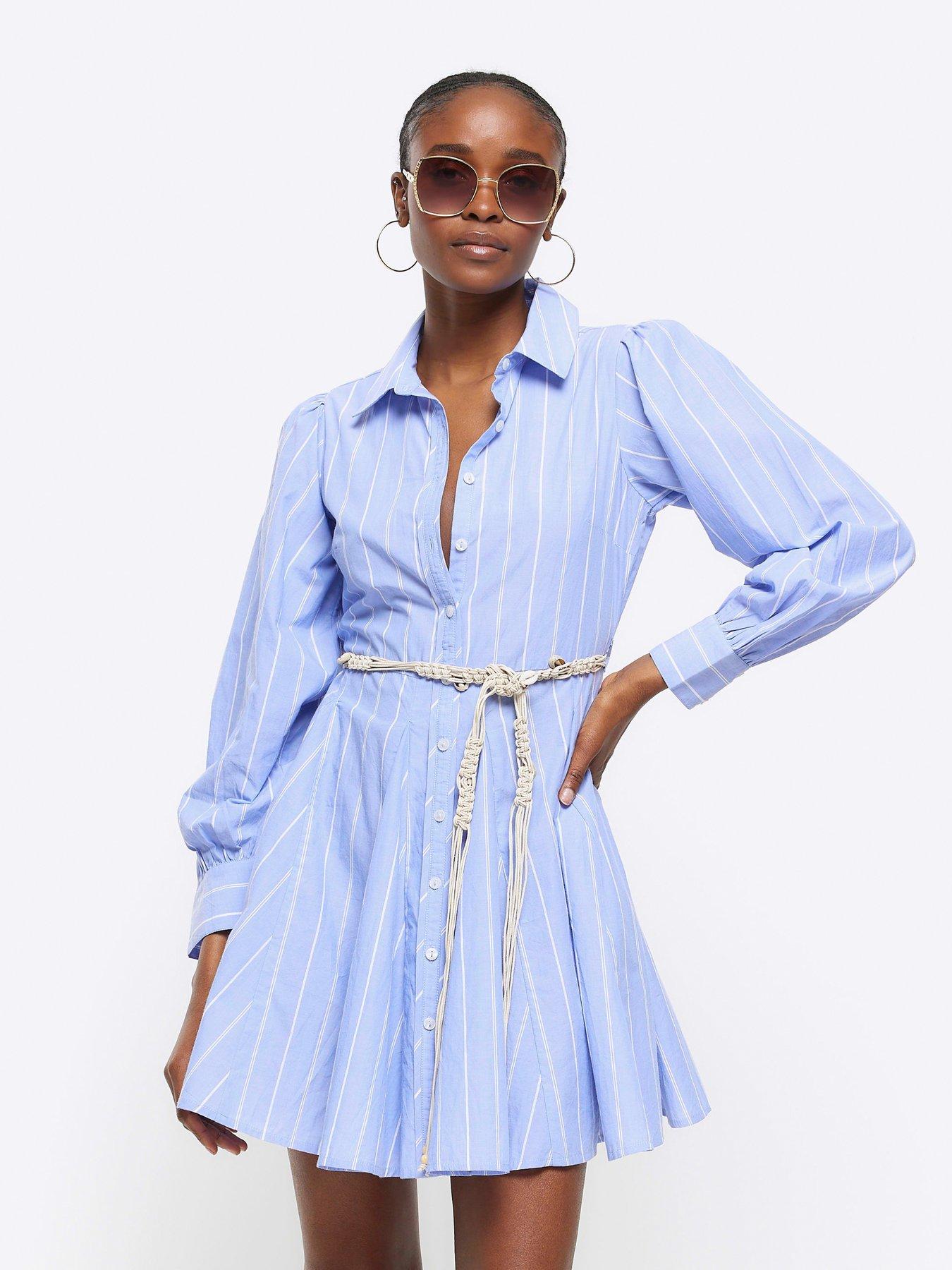 river-island-striped-shirt-dress-blue