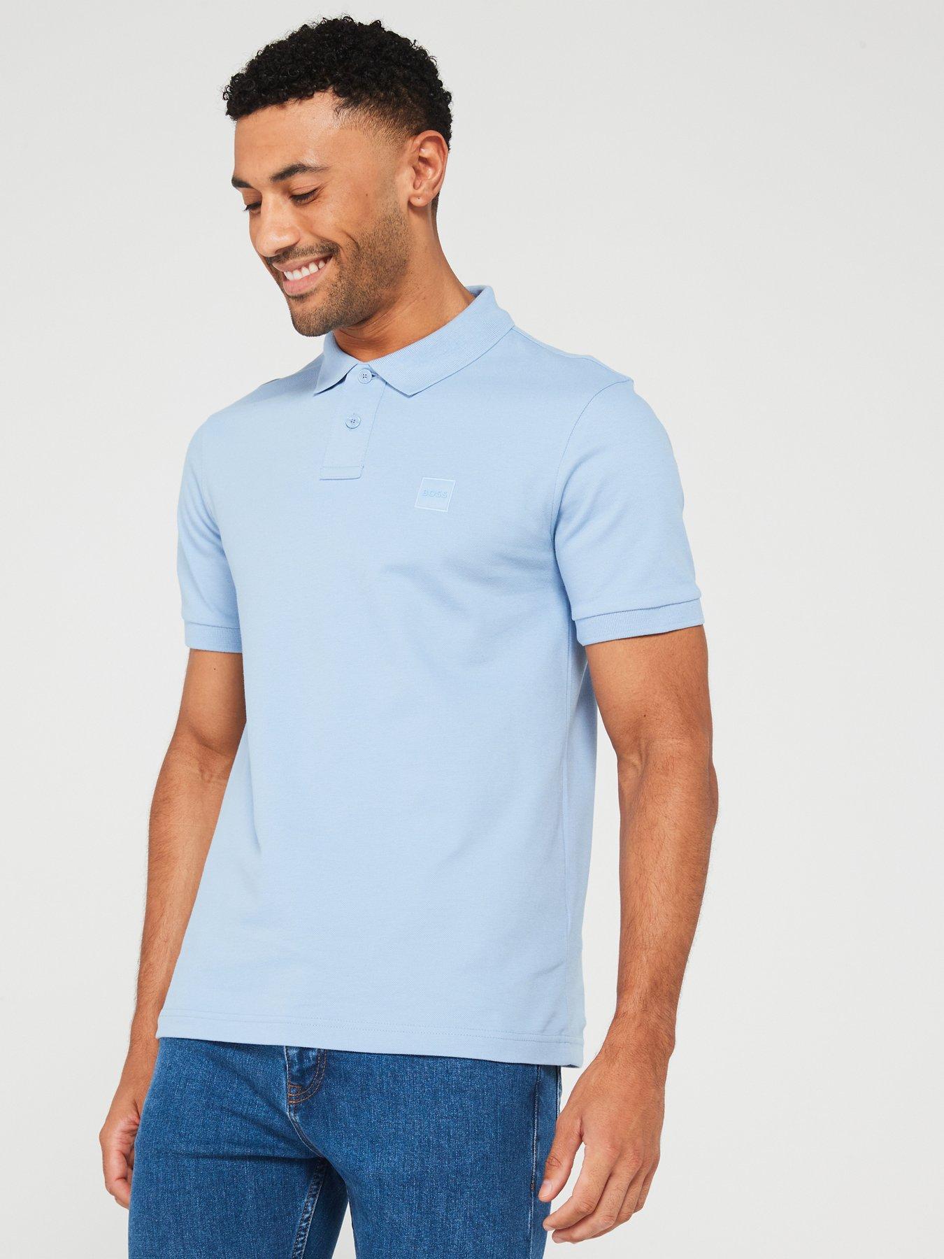 Image 1 of 4 of BOSS Passenger Slim Fit Tonal Logo Polo Shirt - Light Blue