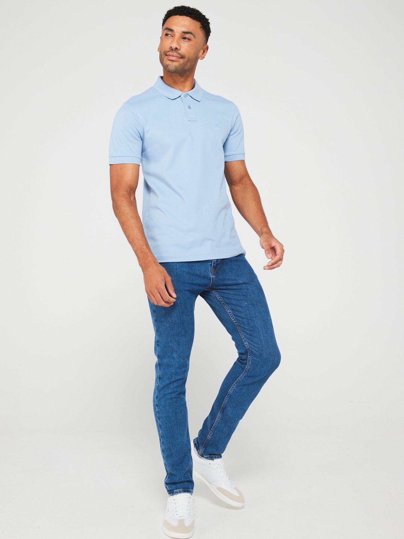 Image 3 of 4 of BOSS Passenger Slim Fit Tonal Logo Polo Shirt - Light Blue