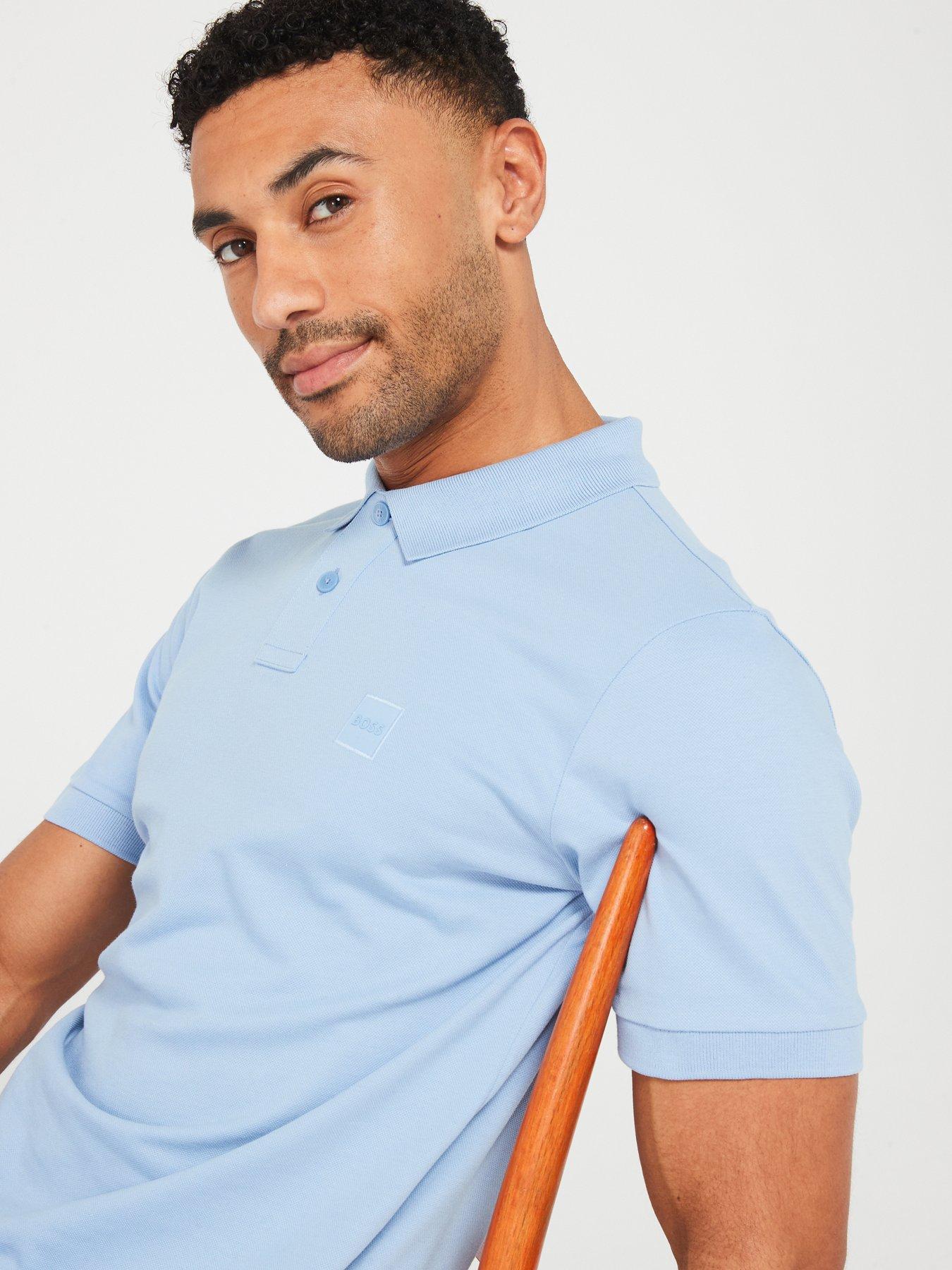 Image 4 of 4 of BOSS Passenger Slim Fit Tonal Logo Polo Shirt - Light Blue