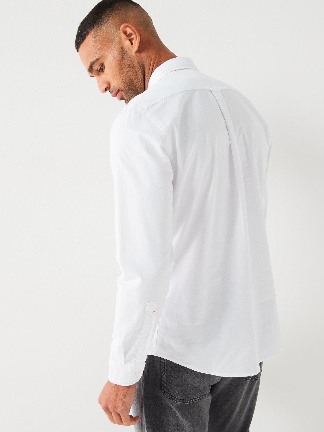 Image 2 of 4 of BOSS Rickert Button Down Regular Fit Logo Shirt - White
