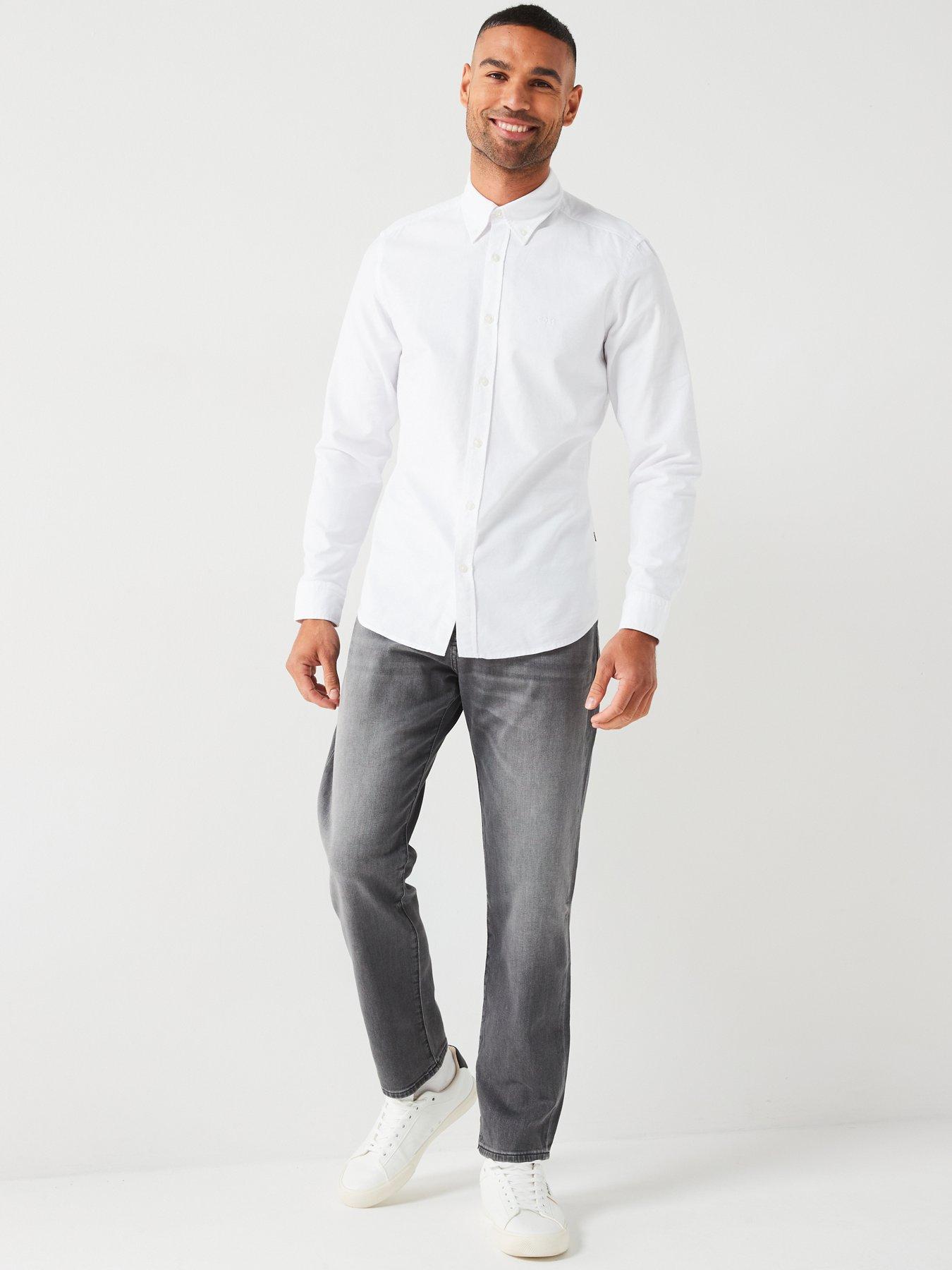 Image 3 of 4 of BOSS Rickert Button Down Regular Fit Logo Shirt - White