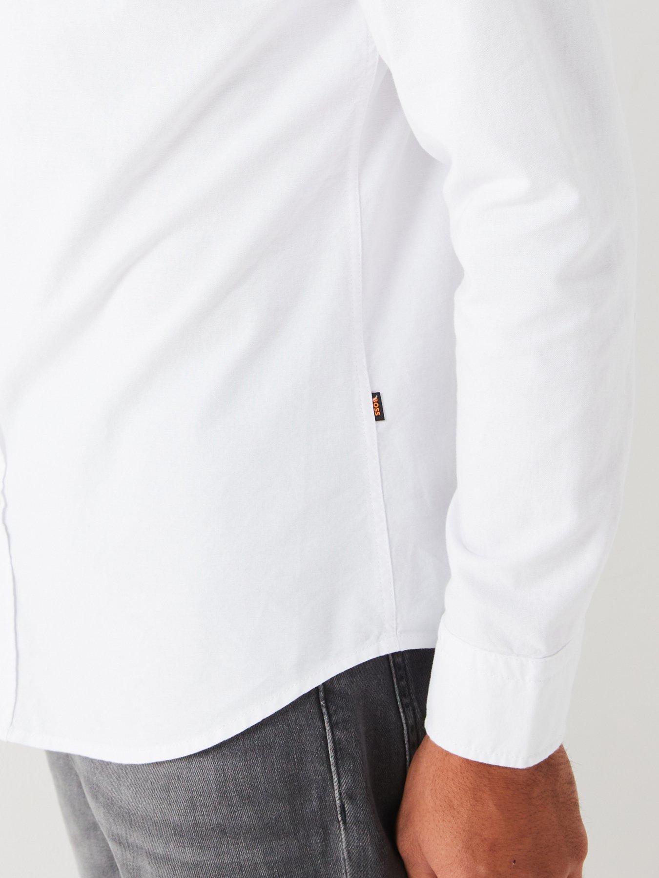 Image 4 of 4 of BOSS Rickert Button Down Regular Fit Logo Shirt - White