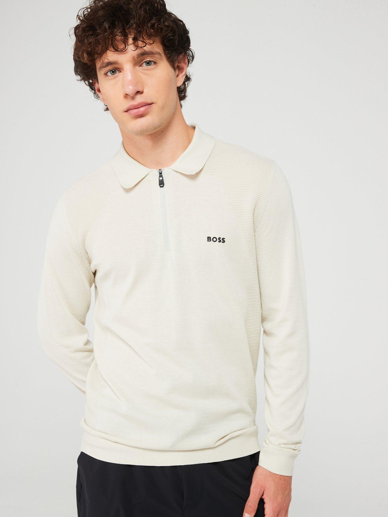 boss-momentum-lite-14-zip-short-sleeve-knitted-polo-light-beige