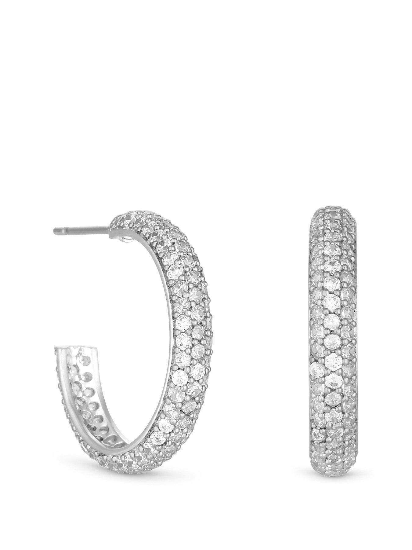 jon-richard-silver-plated-cubic-zirconia-pave-hoop-earring