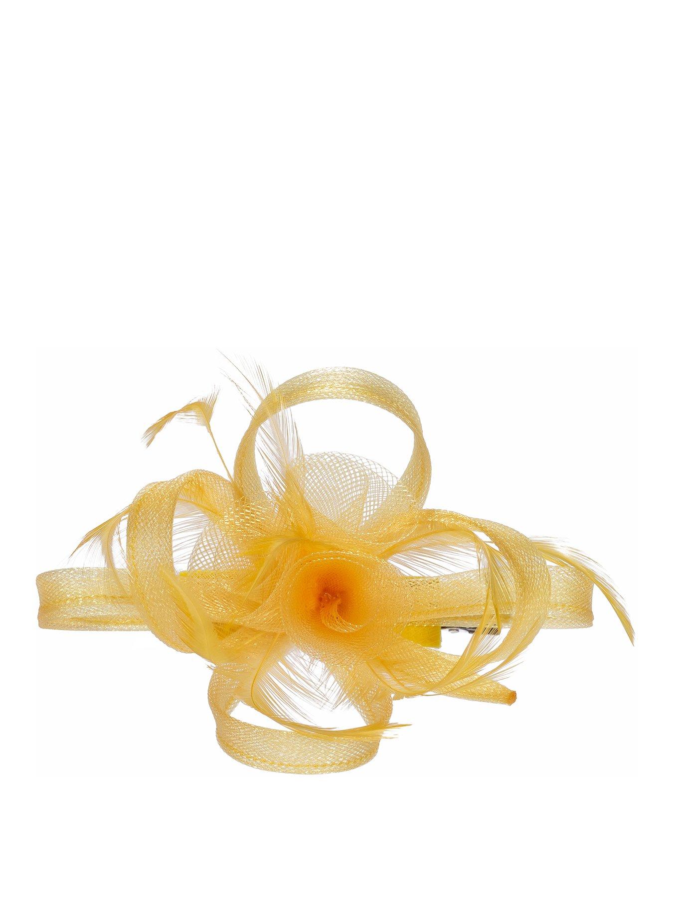 Jon Richard Yellow Small Feather Fascinator Clip