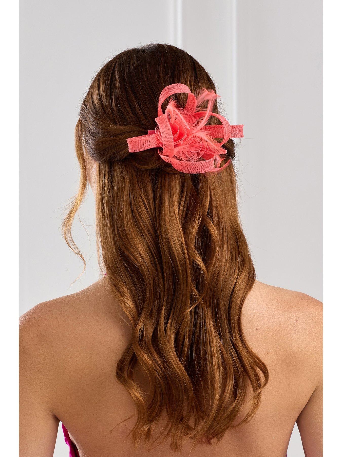 jon-richard-coral-small-feather-fascinator-clipstillFront