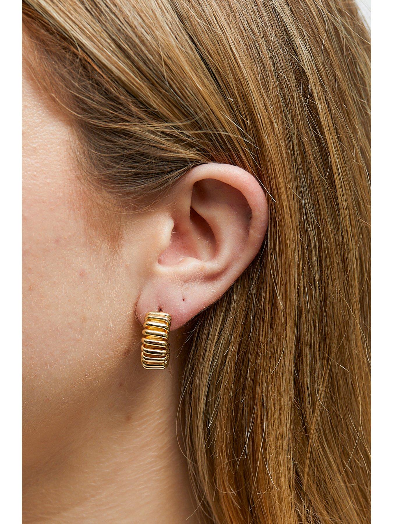 jon-richard-gold-plated-polished-ribbed-hoop-earringstillFront