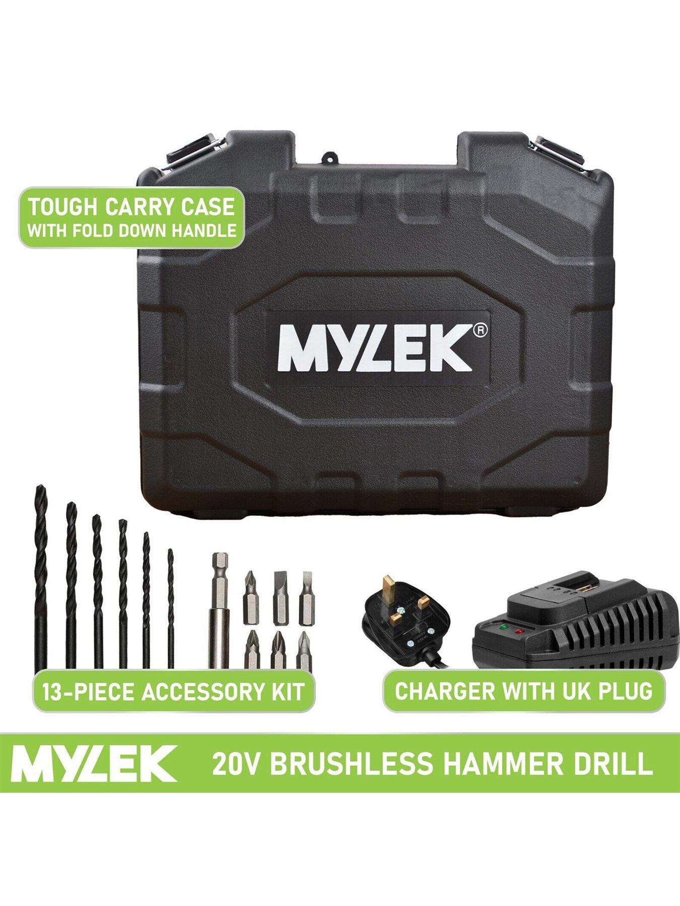 mylek-mylek-cordless-drill-20v-brushless-driver-impact-hammer-action-combi-set-with-20ah-battery-and-fast-charger-50nm-electric-screwdriver-193-torquedetail