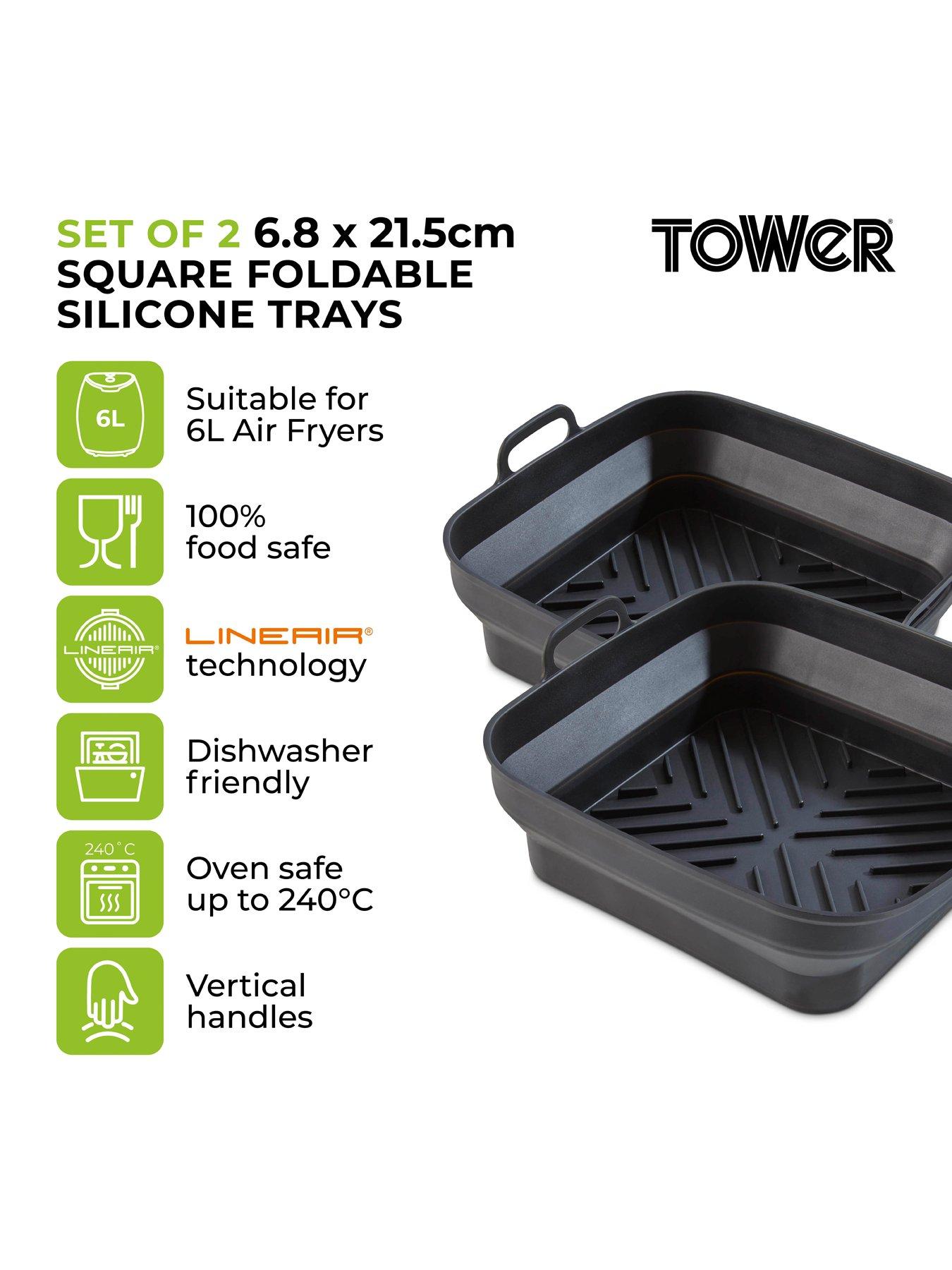 Image 2 of 7 of Tower Square Air Fryer Trays, Set of 2, Reusable Silicone - T843092