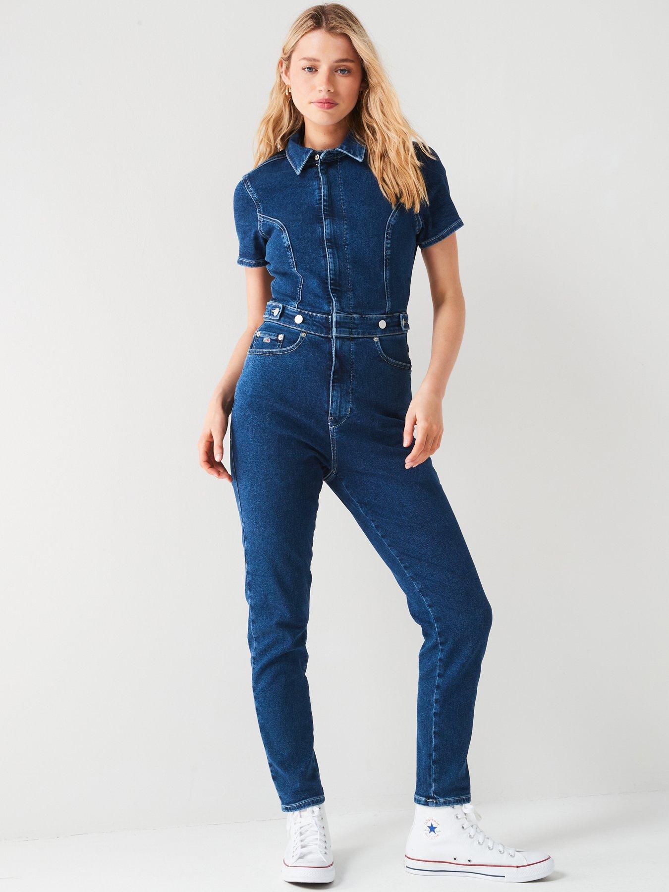 tommy-jeans-short-sleeve-denim-jumpsuit-blue