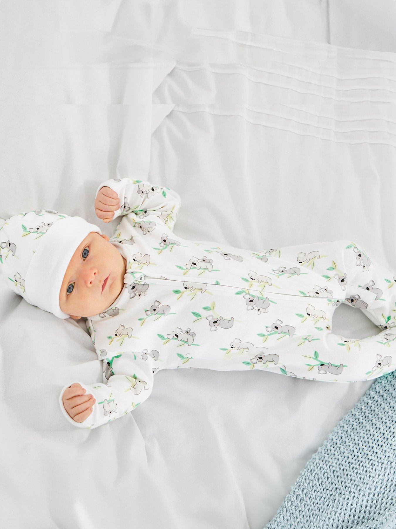 jojo-maman-bebe-unisex-koala-print-zip-sleepsuit-whitestillFront