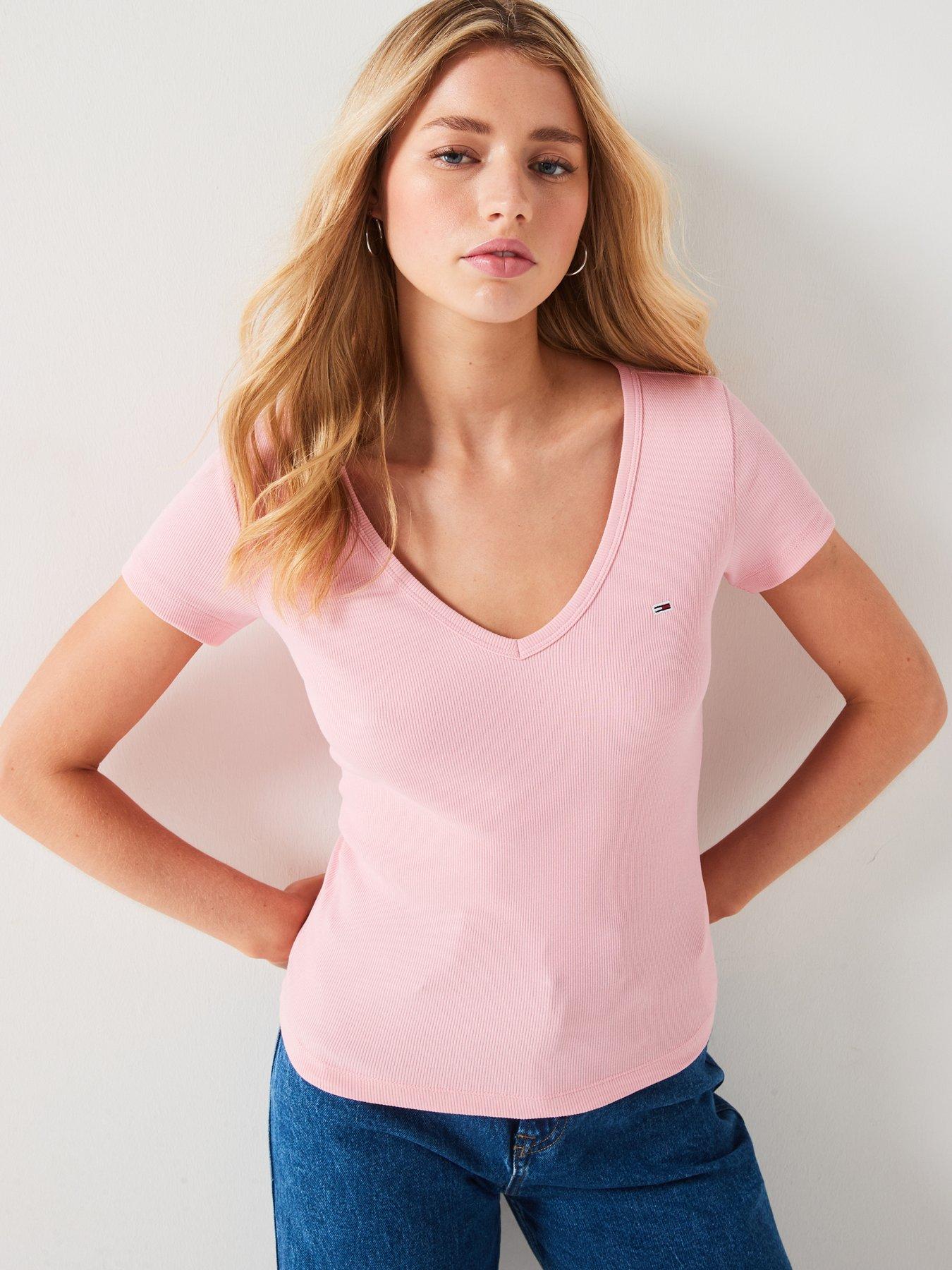 tommy-jeans-v-neck-ribbed-t-shirt-pink