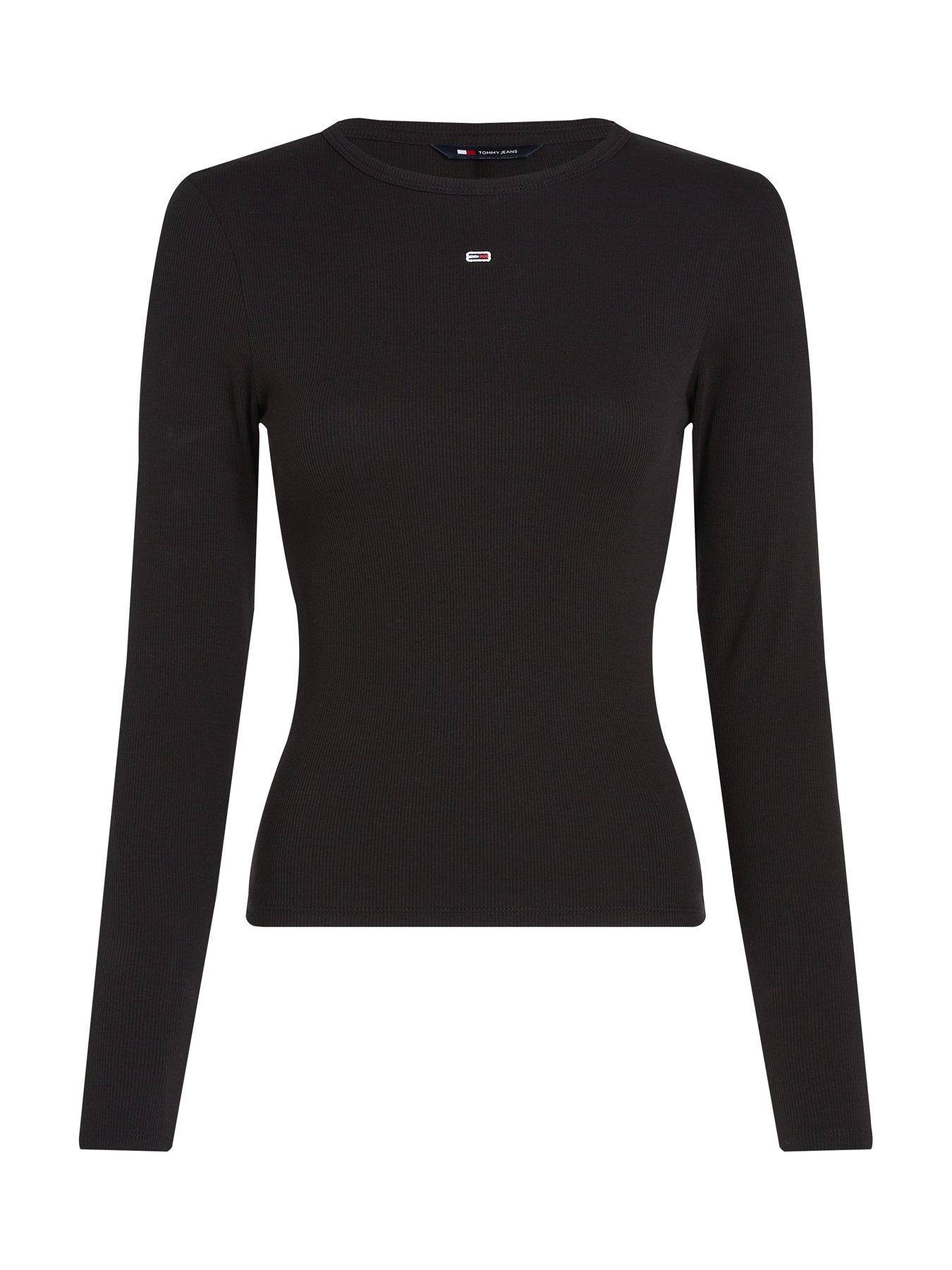 tommy-jeans-long-sleeve-ribbed-logo-top-blackdetail