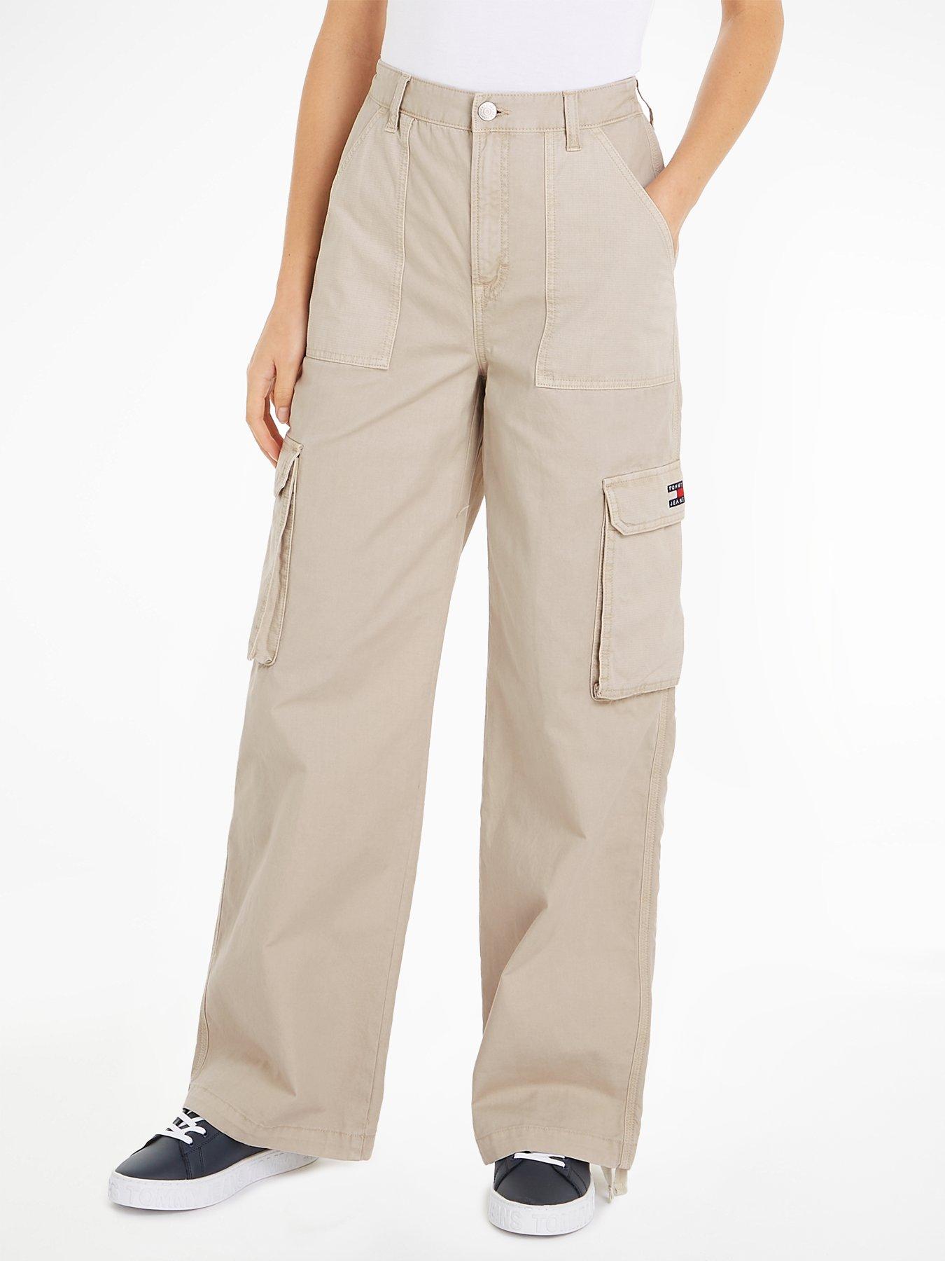 Image 1 of 4 of Tommy Jeans Wide Leg Utility Pant - Beige