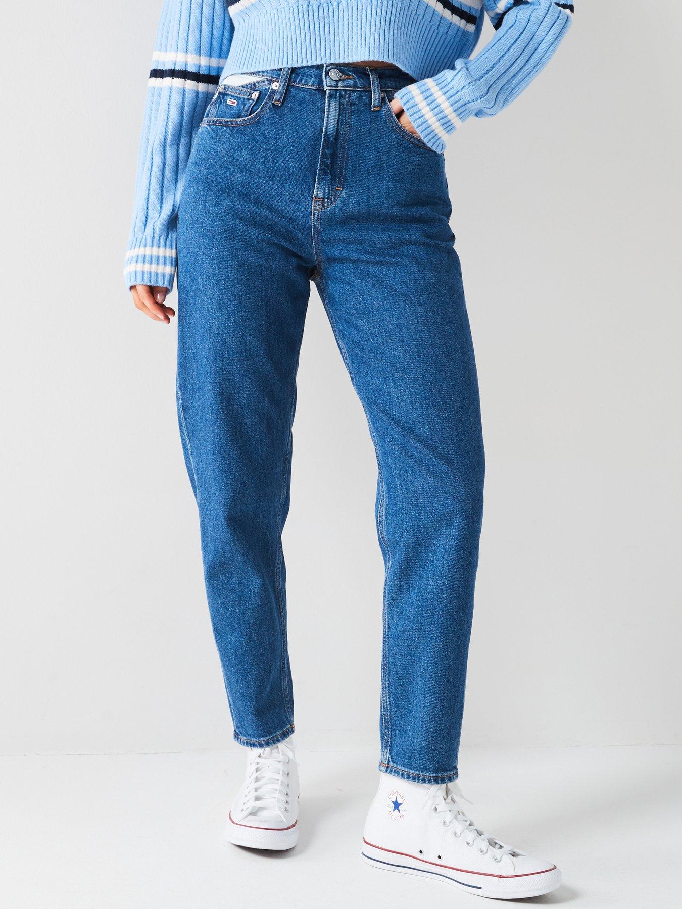 Image 1 of 4 of Tommy Jeans Logo Pocket Mom Jean - Blue