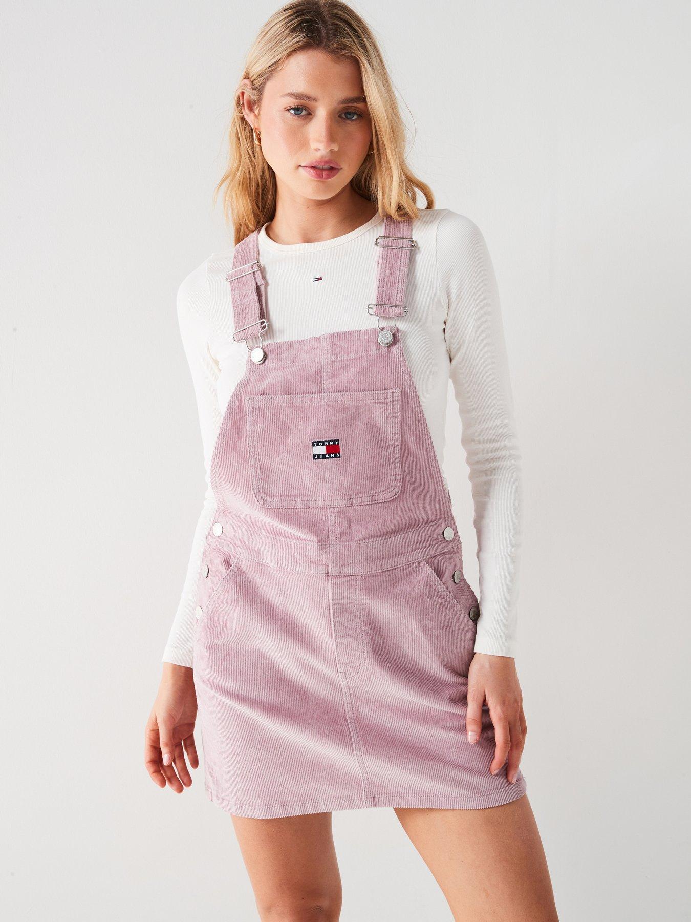 Pink dungaree dress hotsell