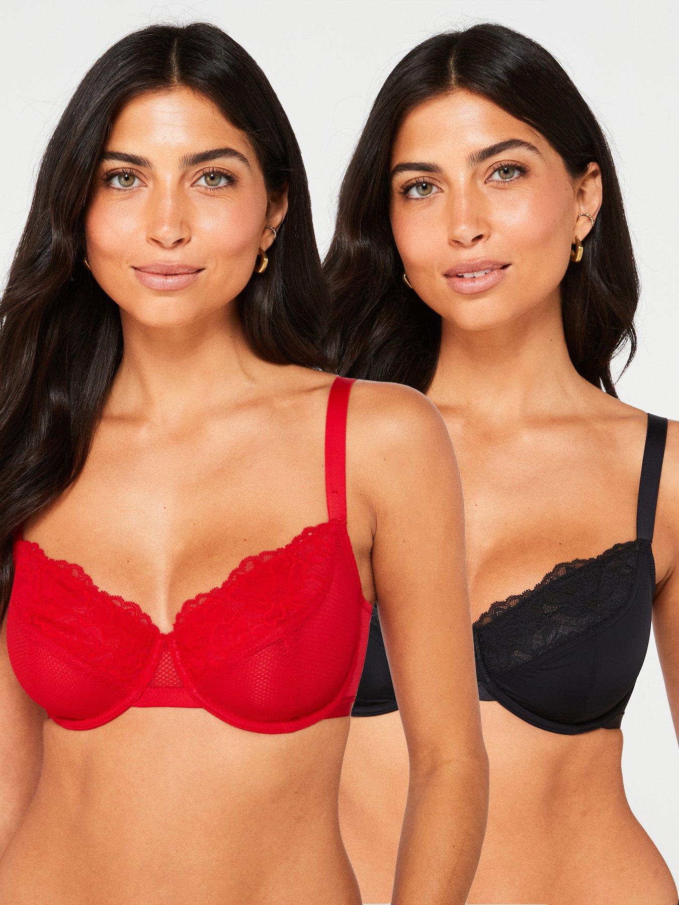 Image of DORINA Macie-2Ppnon Padded Wired Bra - Red/Black