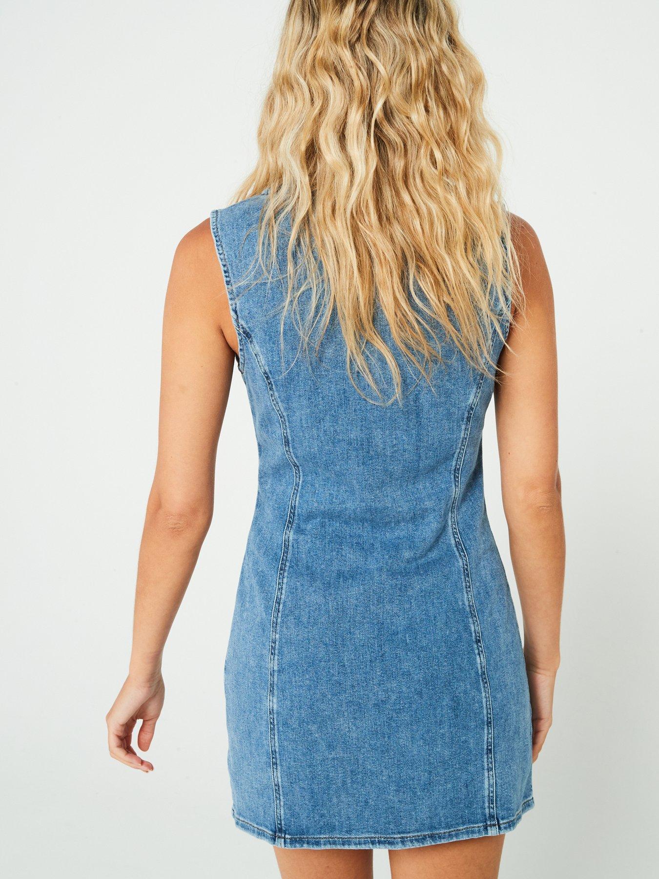 calvin-klein-jeans-sleeveless-denim-mini-dress-bluestillFront