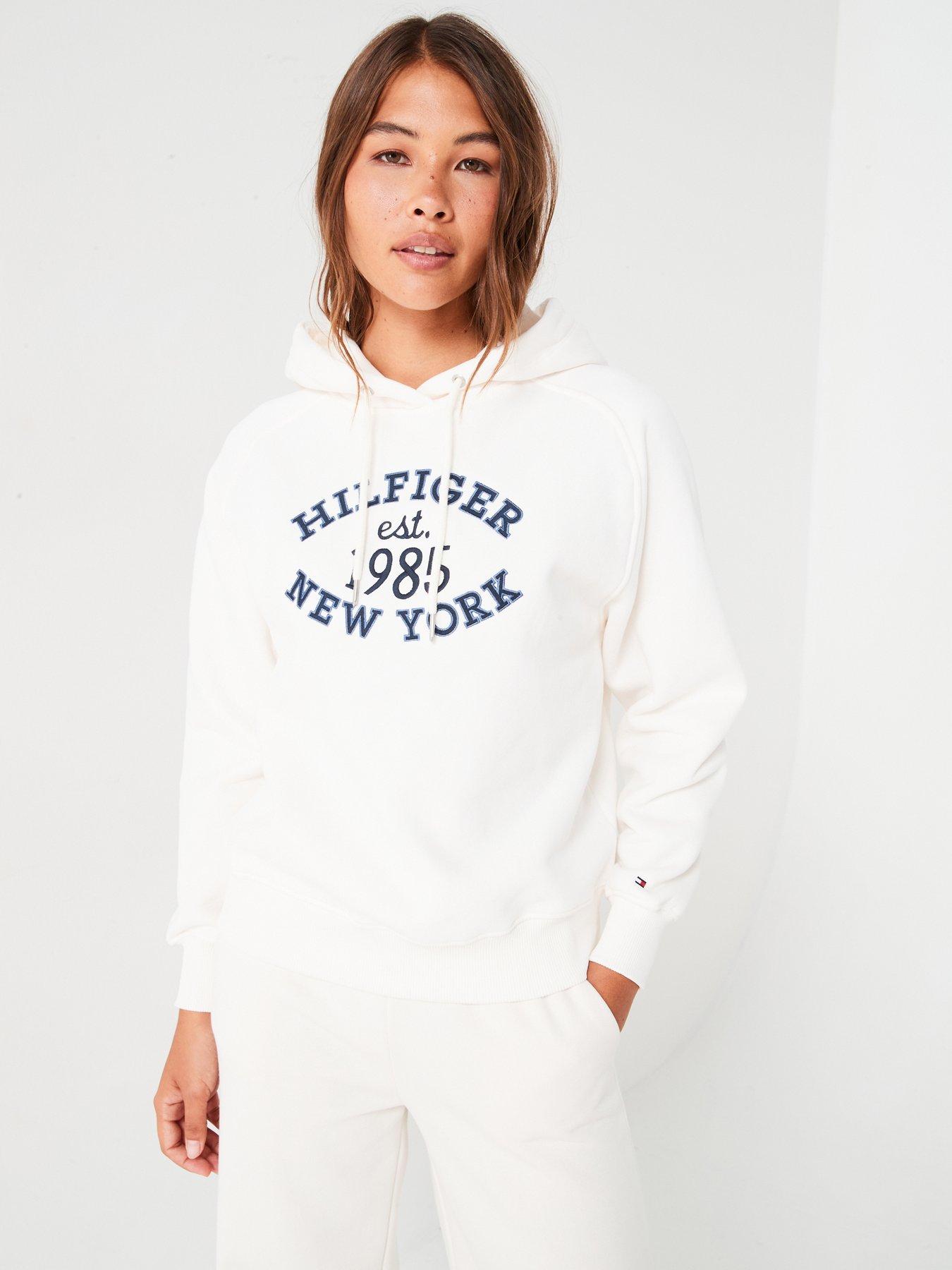 White tommy hilfiger hoodie women's sale