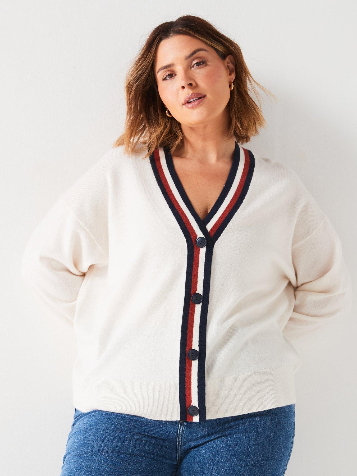 tommy-hilfiger-plus-size-stripe-detail-cardigan-white