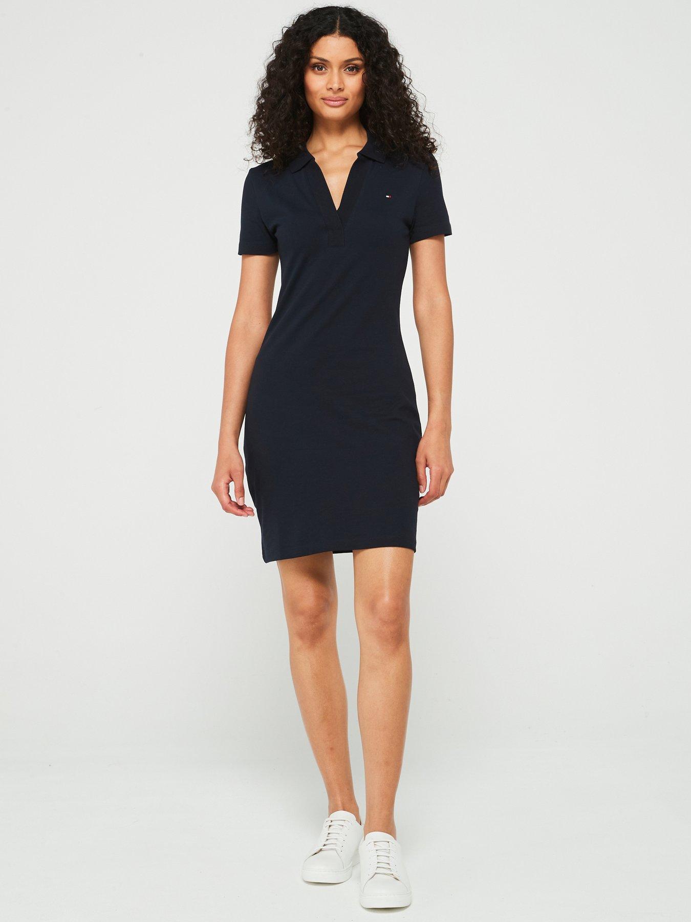 tommy-hilfiger-open-neck-polo-mini-dress-navy