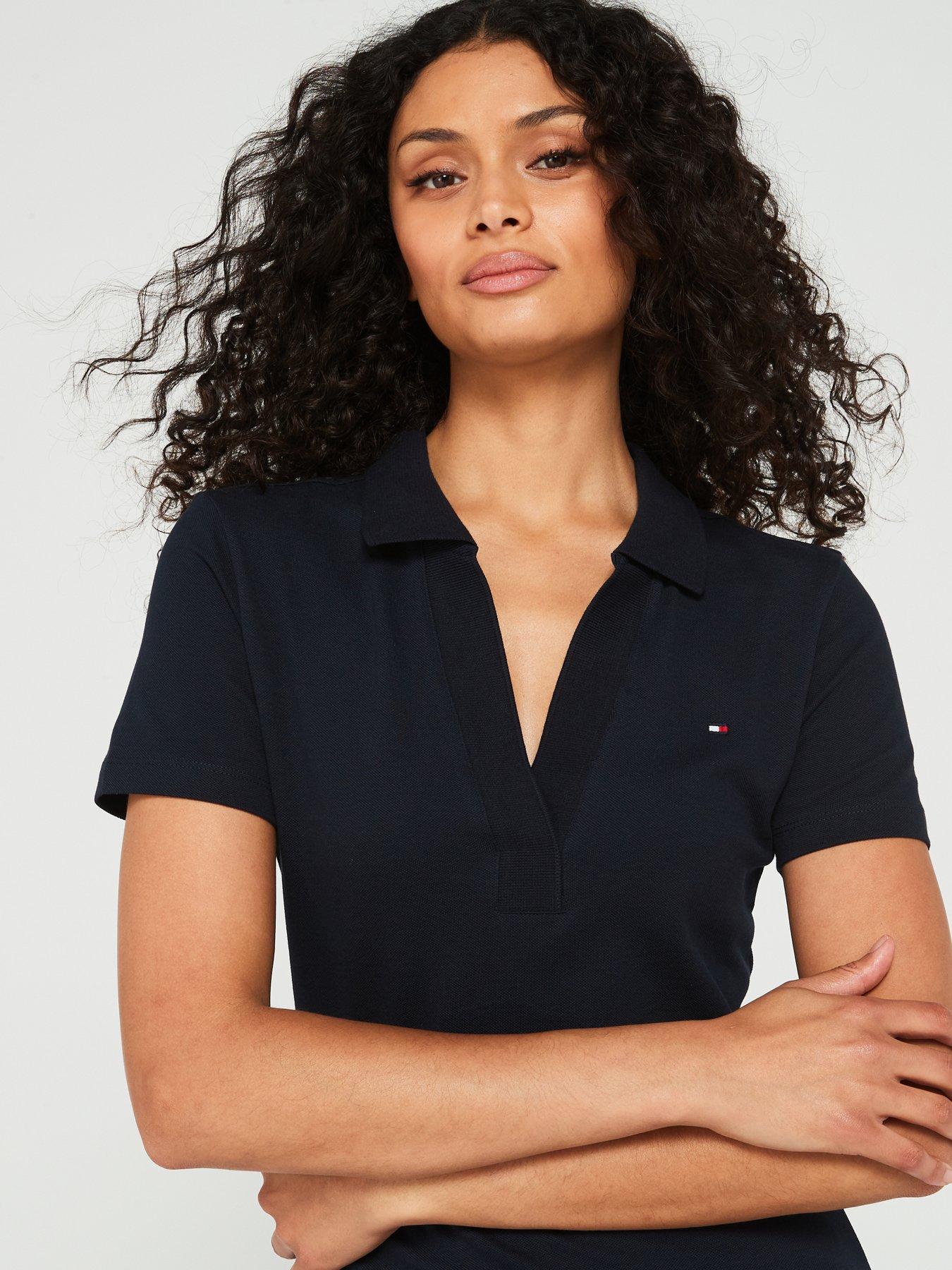 tommy-hilfiger-open-neck-polo-mini-dress-navyoutfit