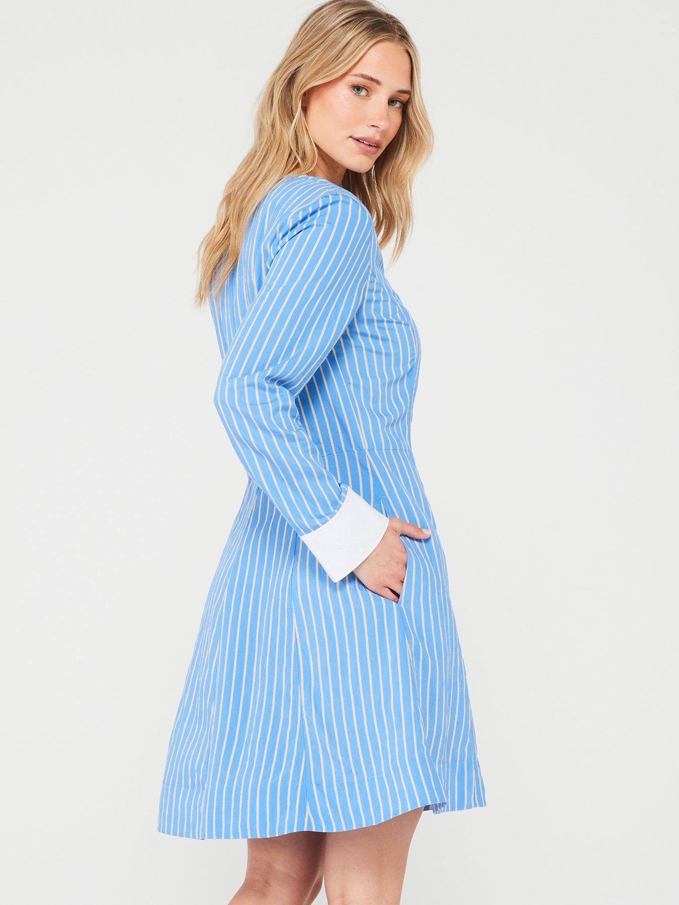 tommy-hilfiger-striped-fit-and-flare-mini-dress-bluestillFront