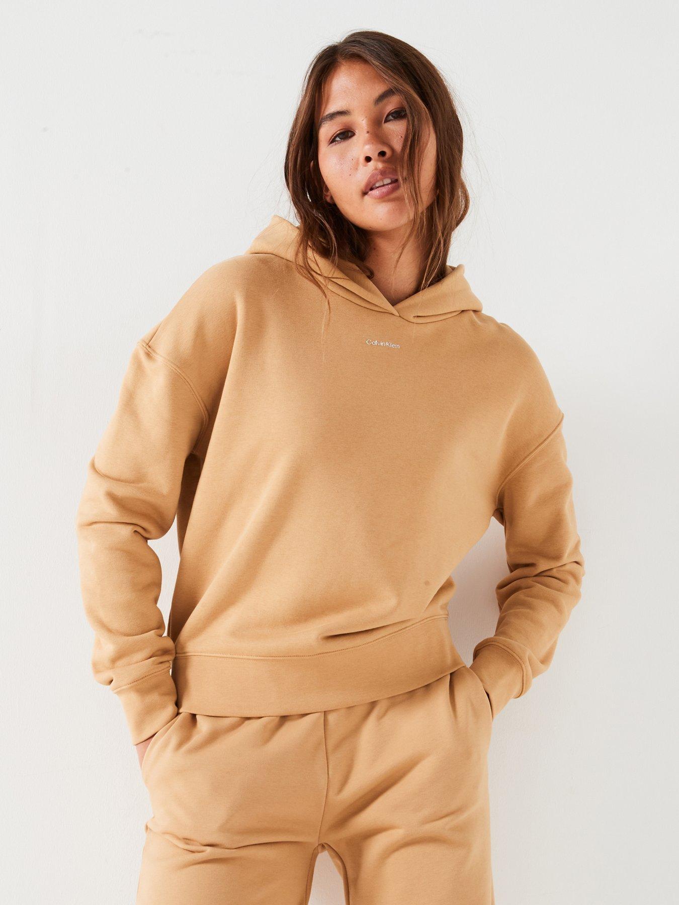 calvin-klein-nano-logo-relaxed-hoodie-brown-beigefront